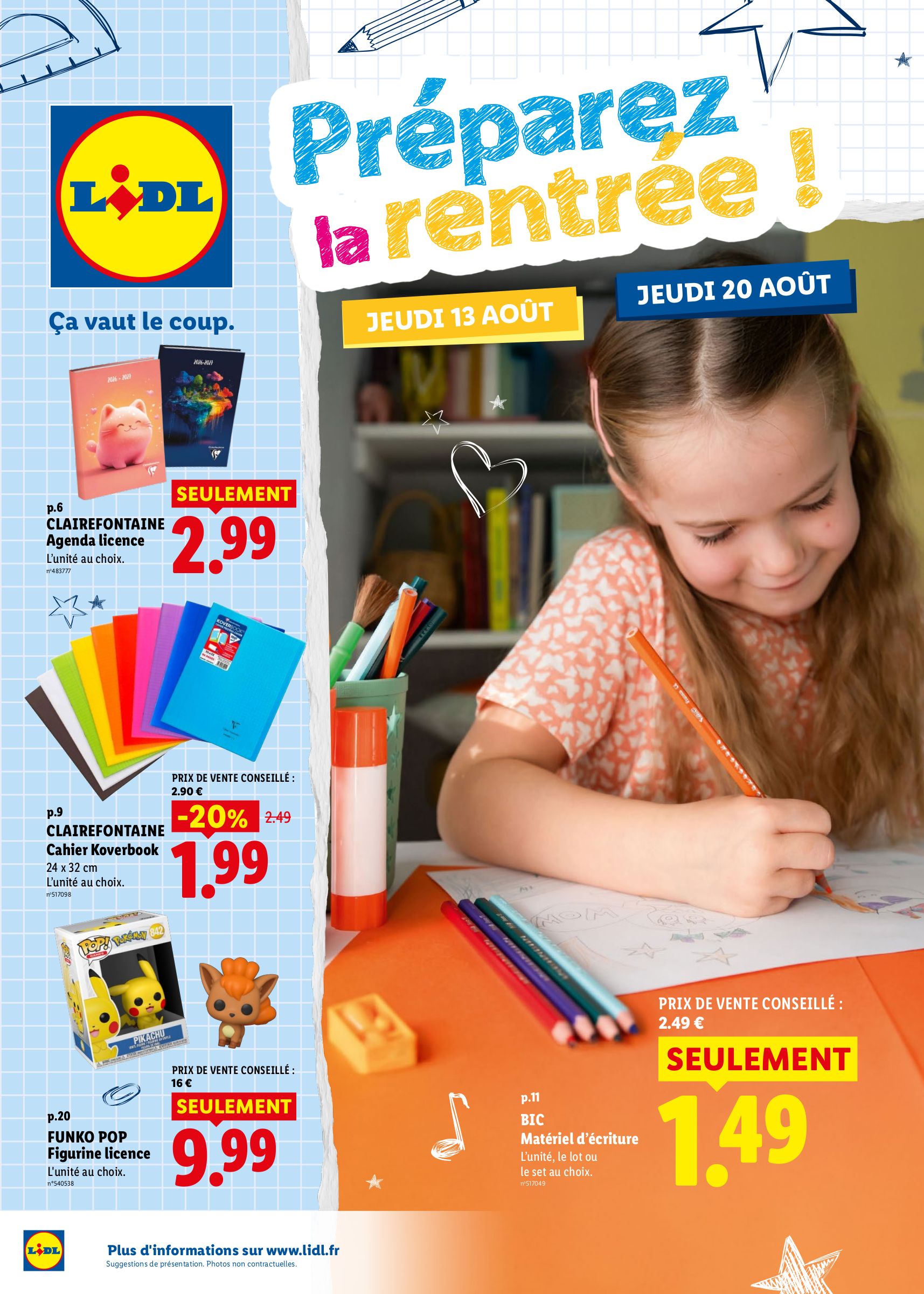 Flyer Lidl - Préparez la rentrée pour la semaine prochaine du de jeudi 13/08/2026 au du mercredi 26/08/2026