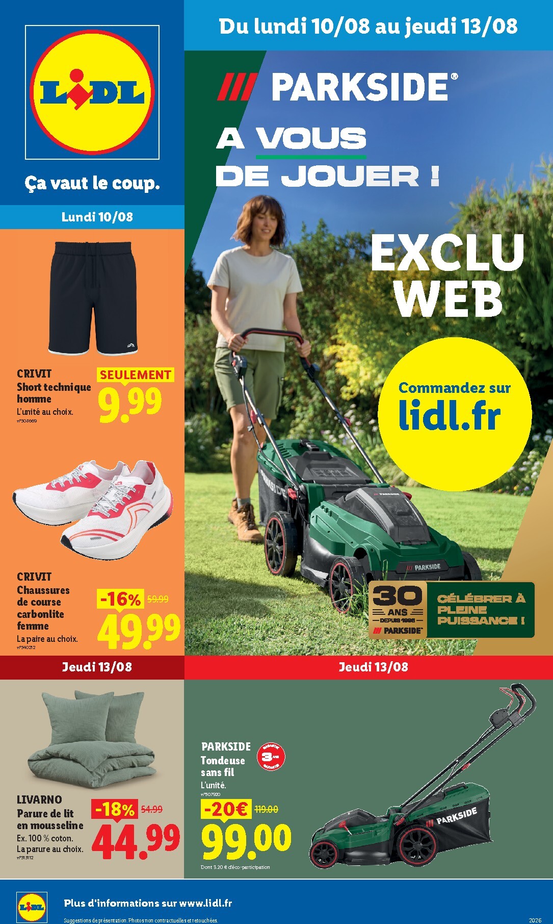 Current Lidl - Exclus Web leaflet valid from du lundi 10/08/2026 to de jeudi 13/08/2026