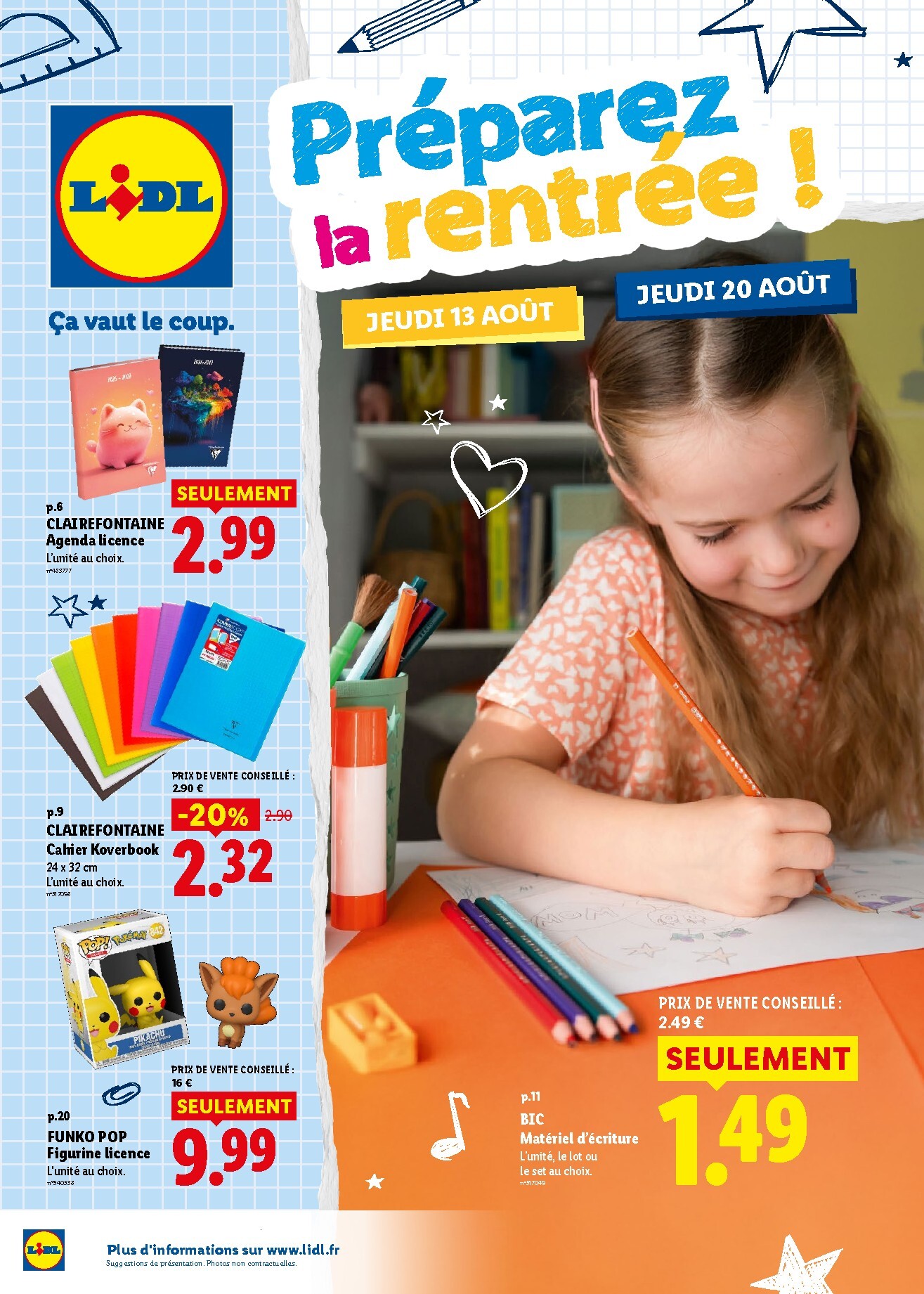 Flyer Lidl - Préparez la rentrée pour la semaine prochaine du de jeudi 13/08/2026 au de jeudi 20/08/2026