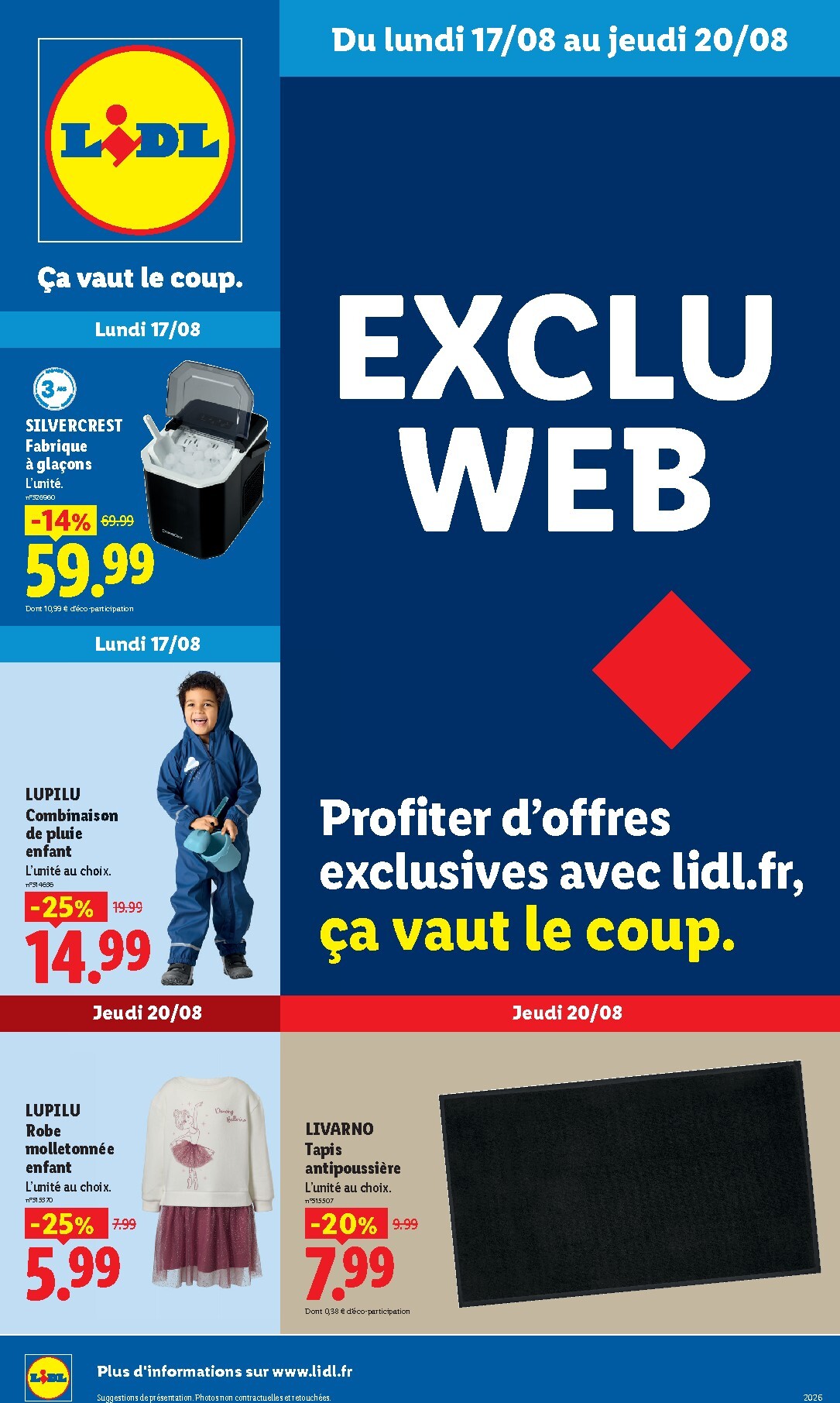 Current Lidl - Exclu Web leaflet valid from du lundi 17/08/2026 to de jeudi 20/08/2026