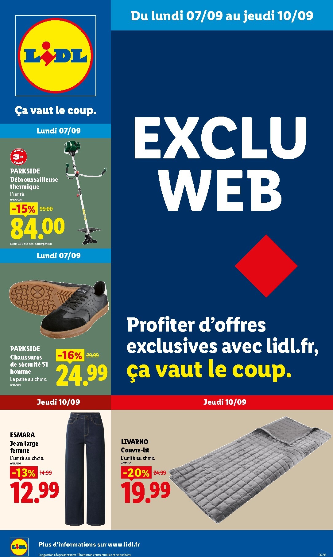 Current Lidl - Exclu Web leaflet valid from du lundi 07/09/2026 to de jeudi 10/09/2026