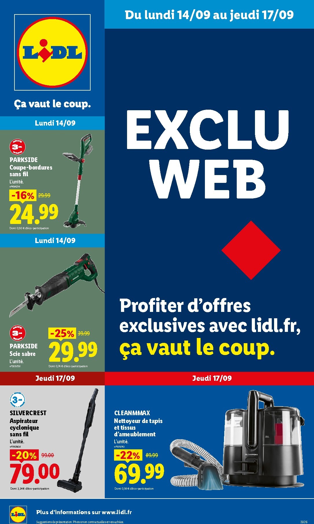 Current Lidl - Exclu Web leaflet valid from du lundi 14/09/2026 to de jeudi 17/09/2026