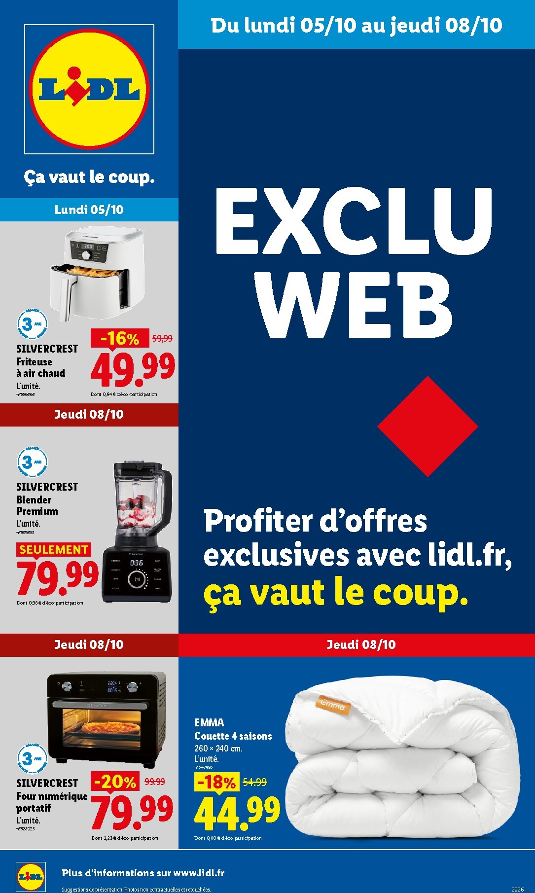 Current Lidl - Exclu Web leaflet valid from du lundi 05/10/2026 to de jeudi 08/10/2026