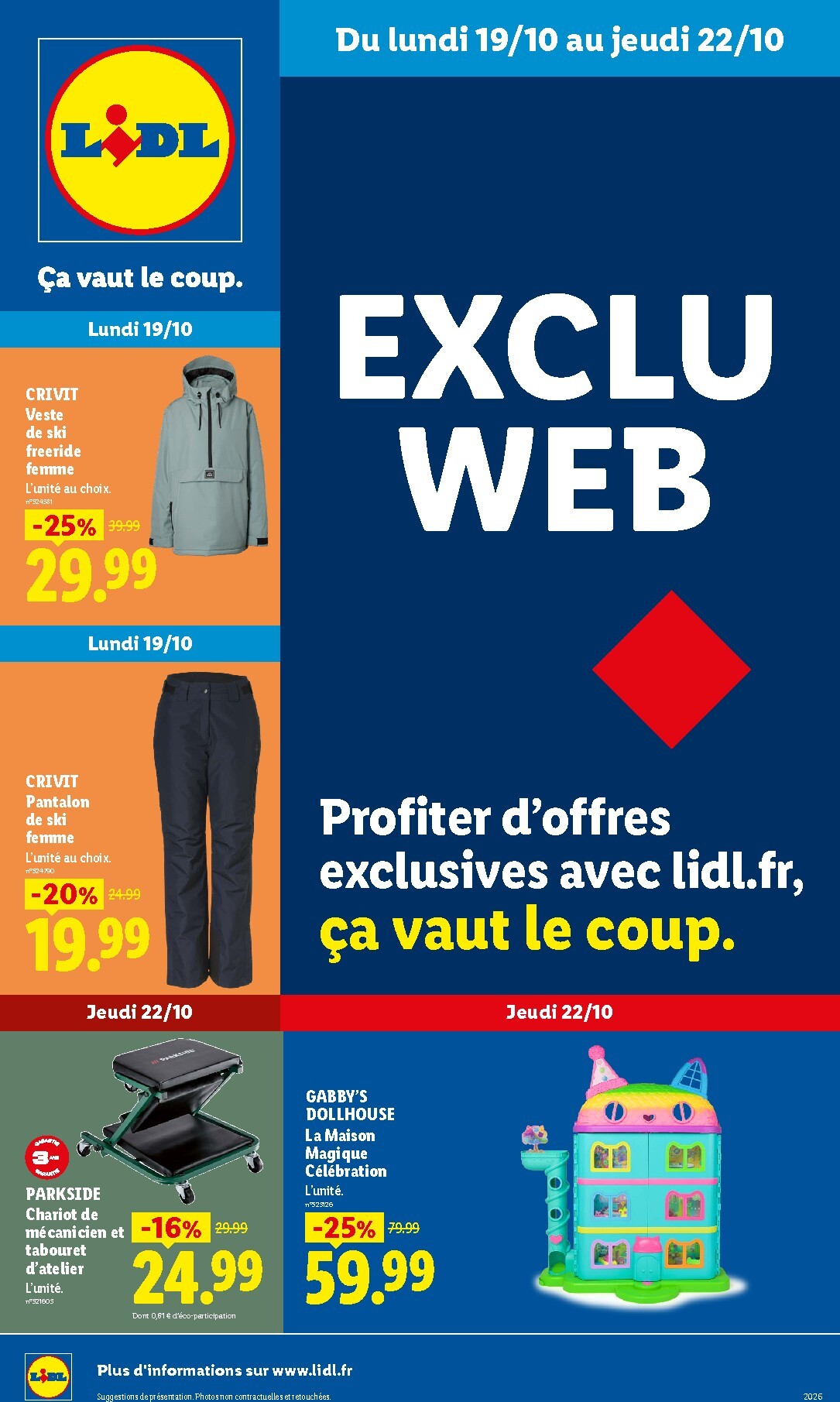 Current Lidl - Exclu Web leaflet valid from du lundi 19/10/2026 to de jeudi 22/10/2026