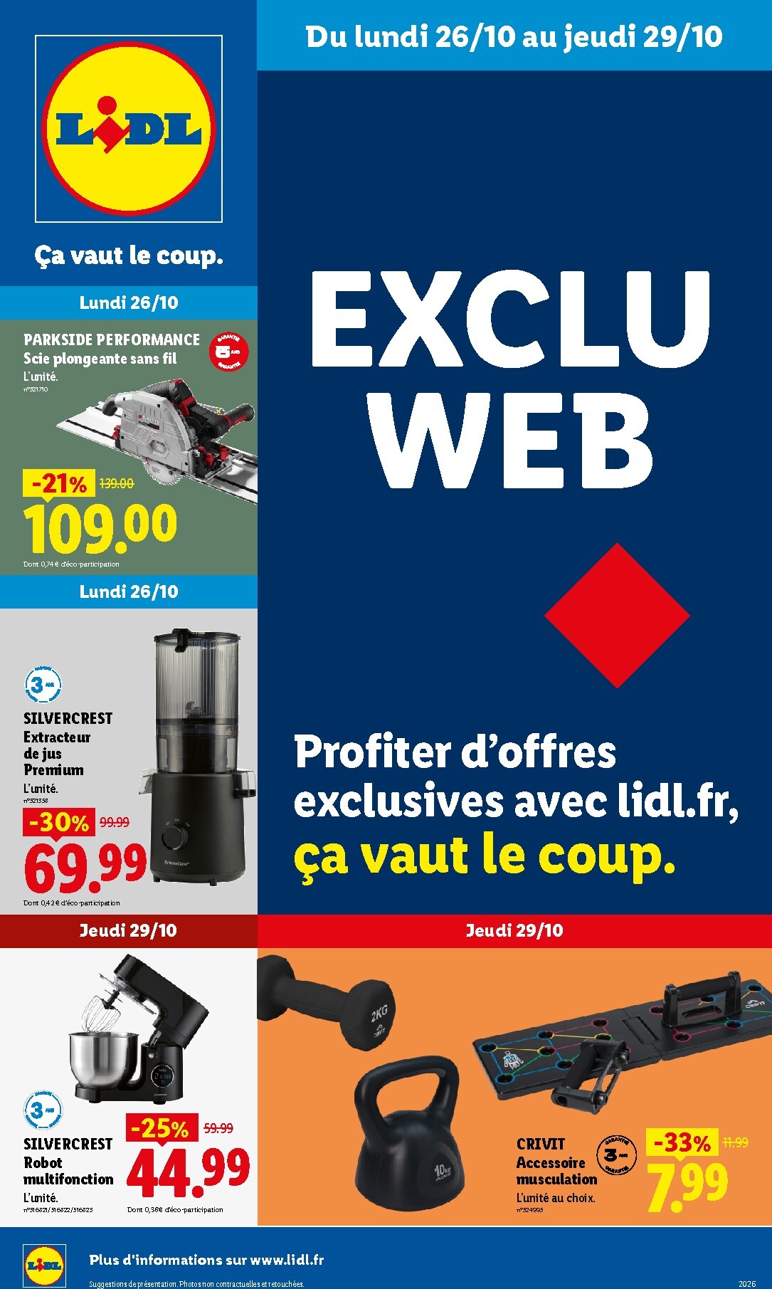 Current Lidl - Exclu Web leaflet valid from du lundi 26/10/2026 to de jeudi 29/10/2026