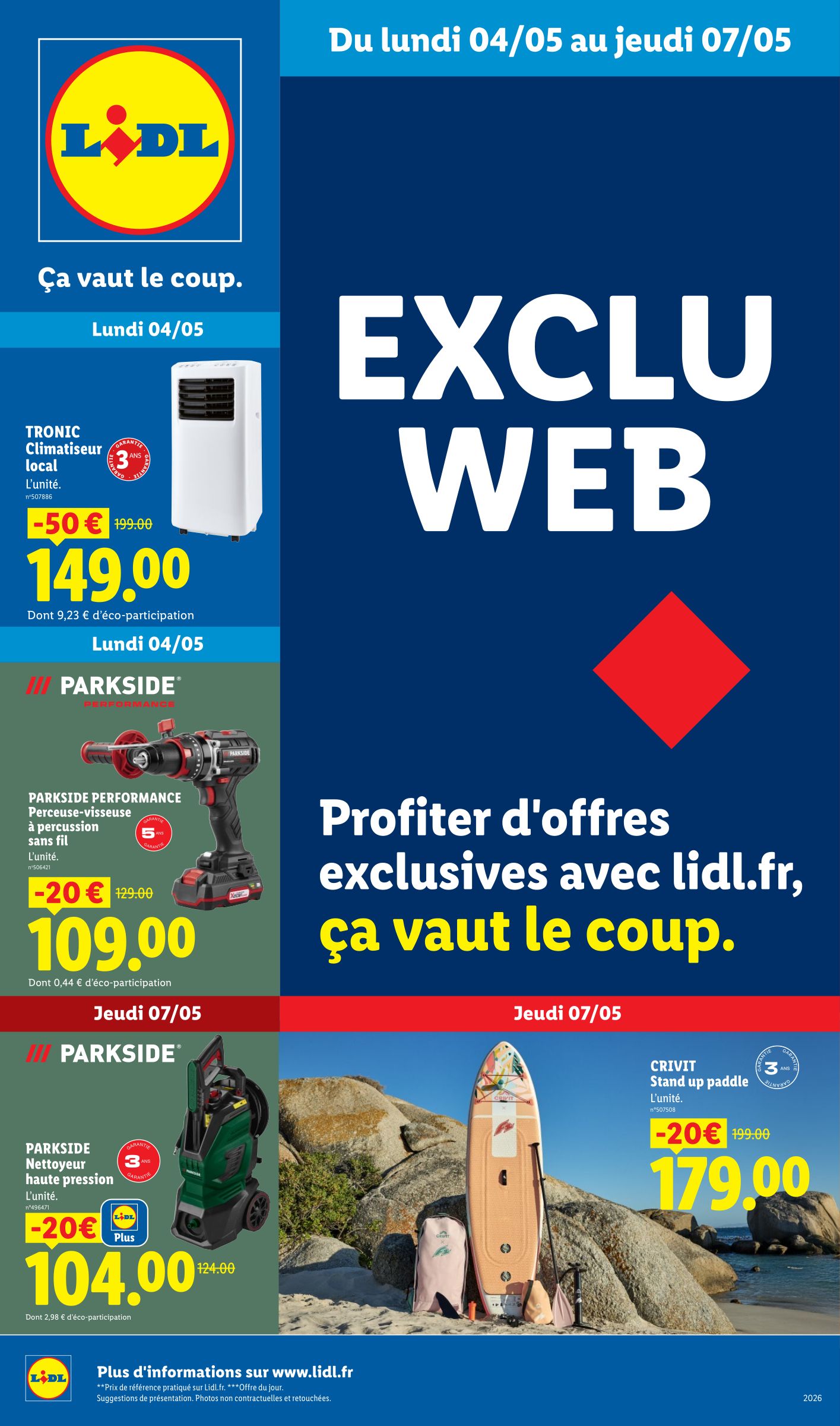 Current Lidl - Exclu Web leaflet valid from du lundi 04/05/2026 to de jeudi 07/05/2026