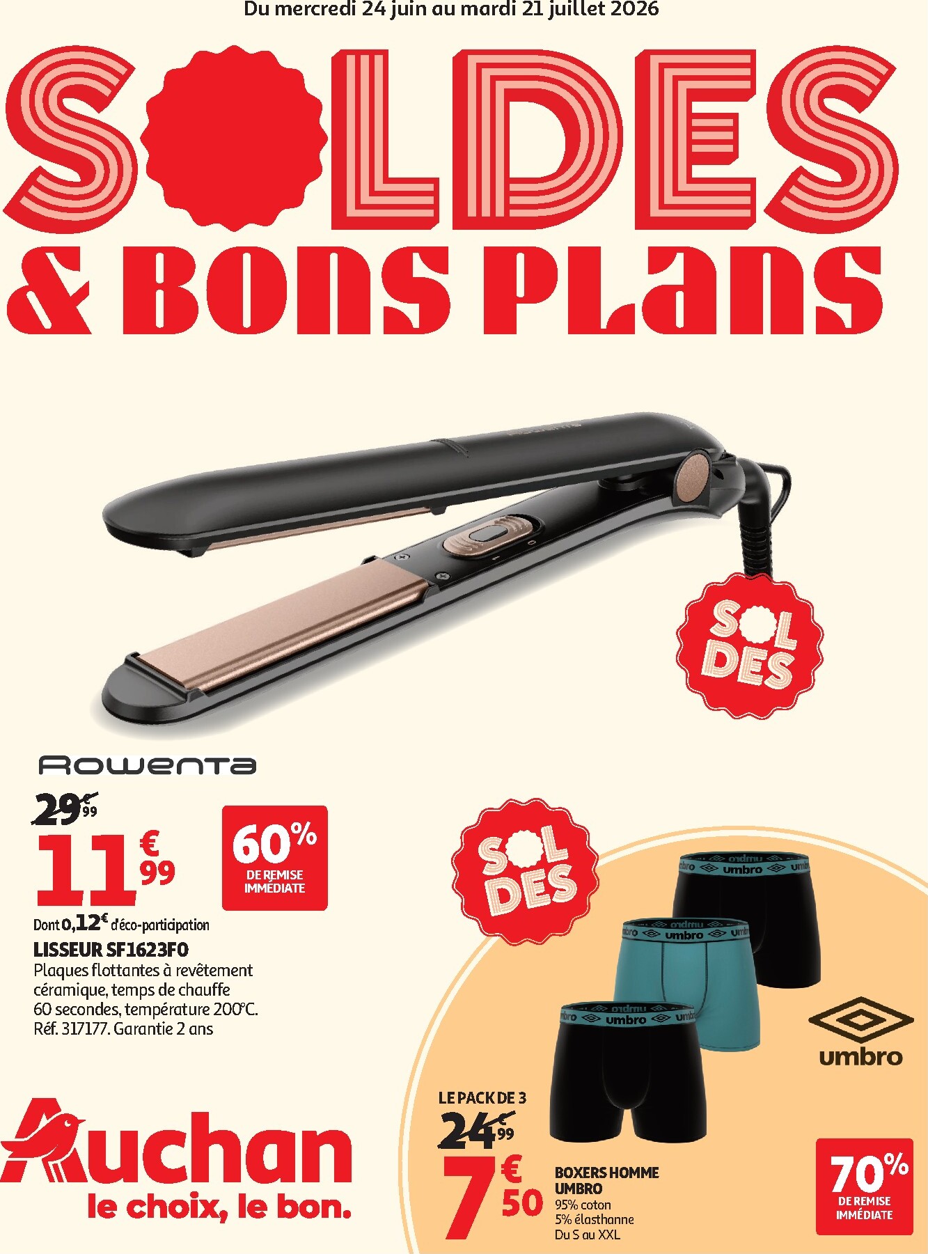Prospectus Auchan - Soldes d'été - Hypermarché valide du du mercredi 24/06/2026 au du mardi 21/07/2026
