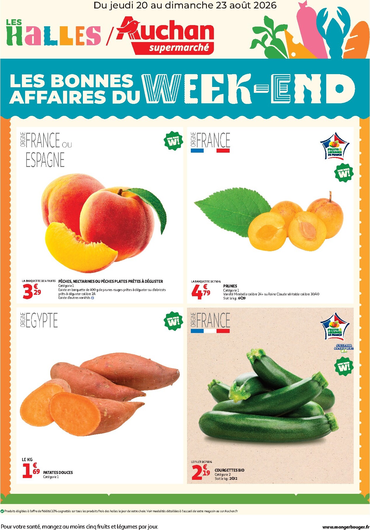 Current Auchan Supermarché - Bons plans du week end leaflet valid from de jeudi 20/08/2026 to du dimanche 23/08/2026