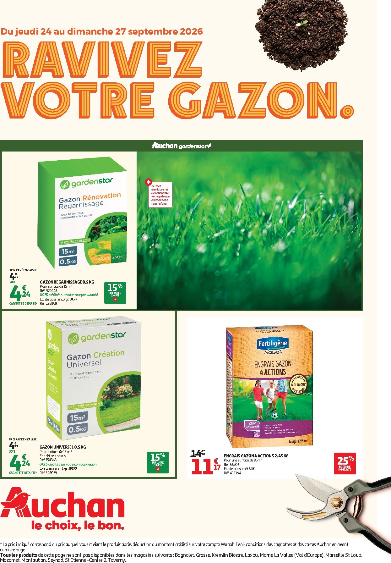 Prospectus Auchan - Ravivez Votre Gazon valide du de jeudi 24/09/2026 au du dimanche 27/09/2026