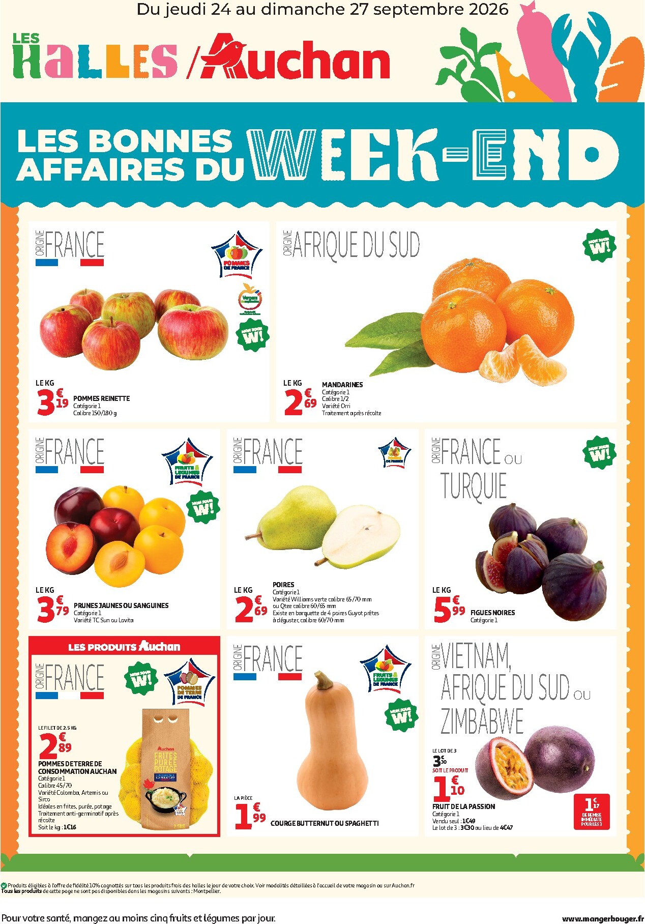 Current Auchan - Les bons plans du week end dans votre hyper leaflet valid from de jeudi 24/09/2026 to du dimanche 27/09/2026