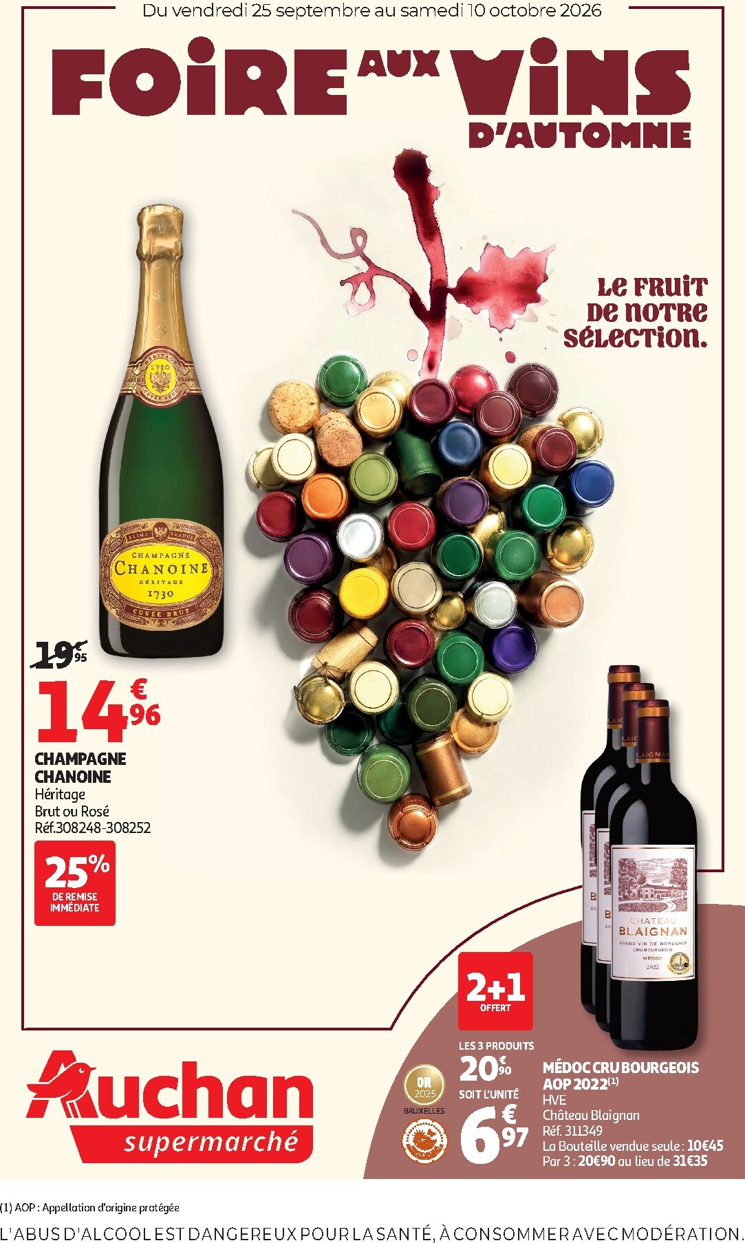 Current Auchan - Foire aux vins - Supermarché leaflet valid from du vendredi 25/09/2026 to du samedi 10/10/2026