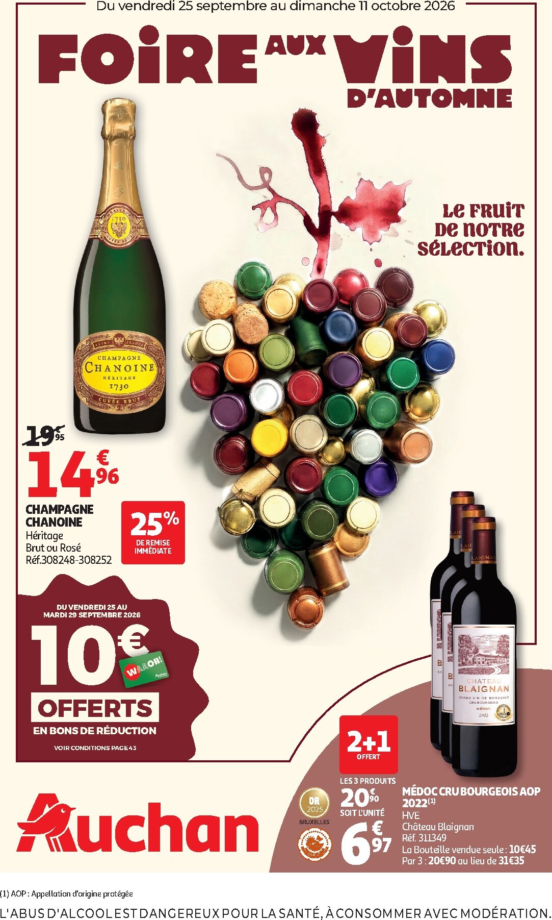 Current Auchan - Foire aux vins - Hypermarché leaflet valid from du vendredi 25/09/2026 to du dimanche 11/10/2026