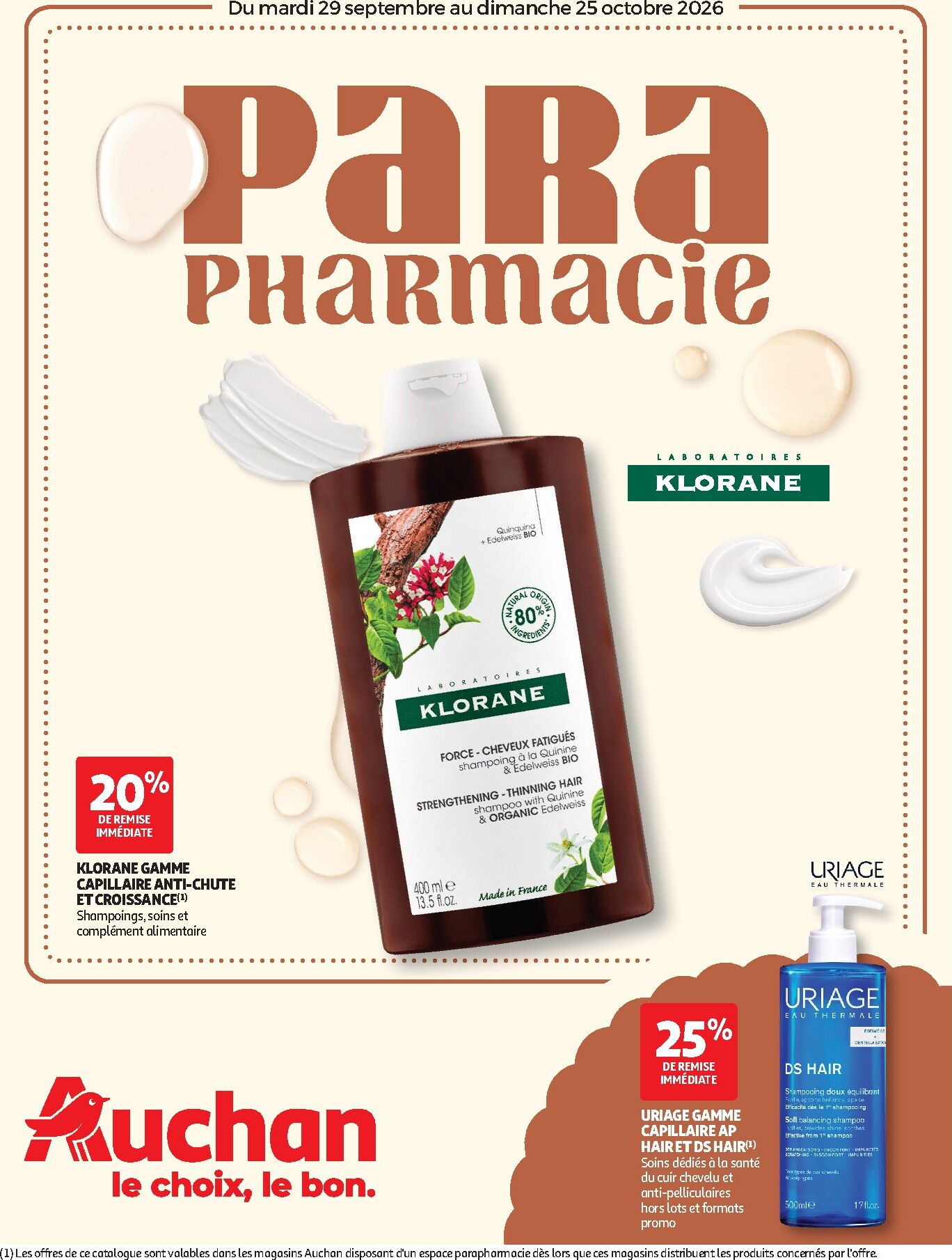 Flyer Auchan - Parapharmacie, beauté - Hypermarché pour la semaine prochaine du du mardi 29/09/2026 au du dimanche 25/10/2026