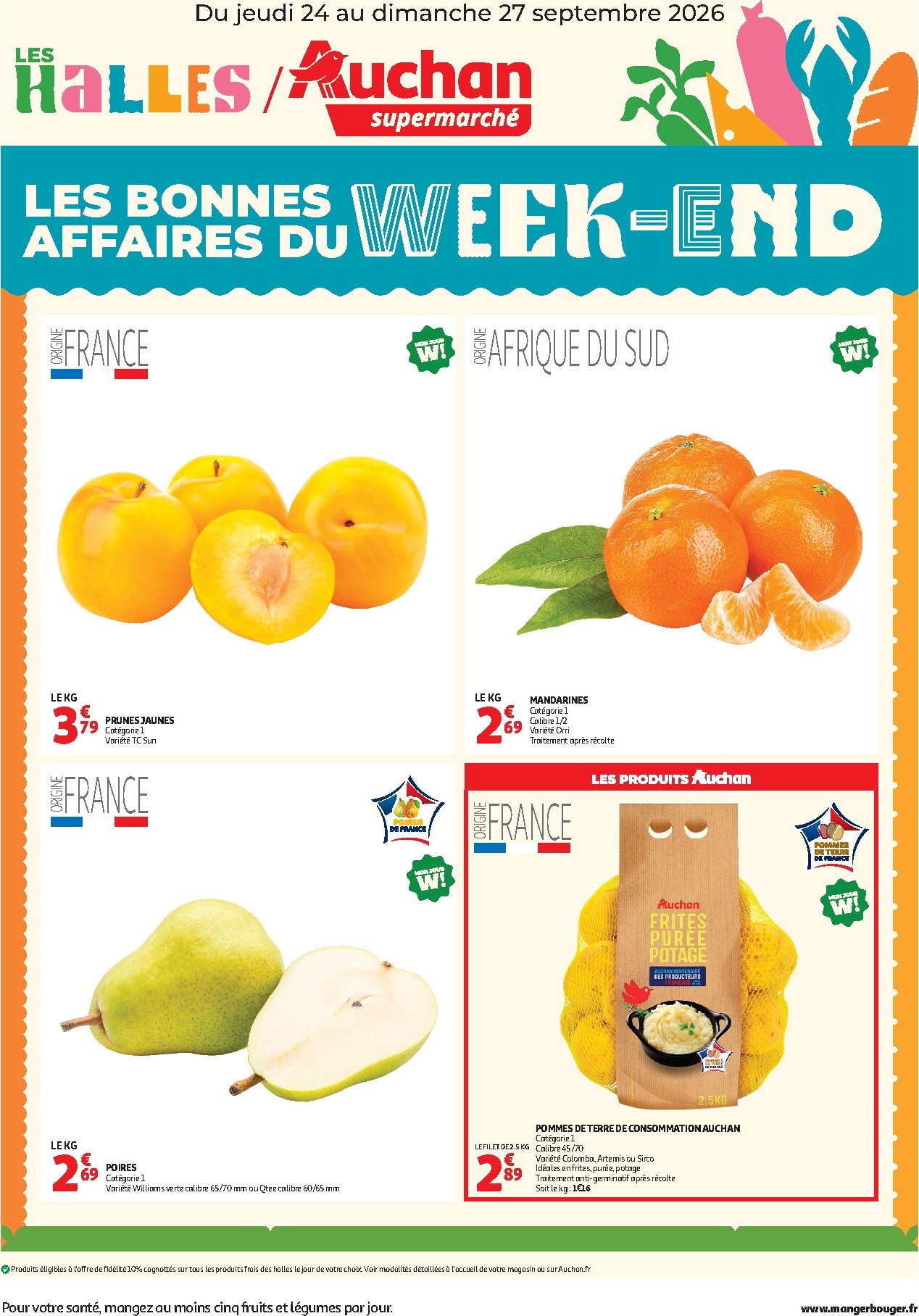 Current Auchan - Les bons plans du week end dans votre super - Supermarché leaflet valid from de jeudi 24/09/2026 to du dimanche 27/09/2026