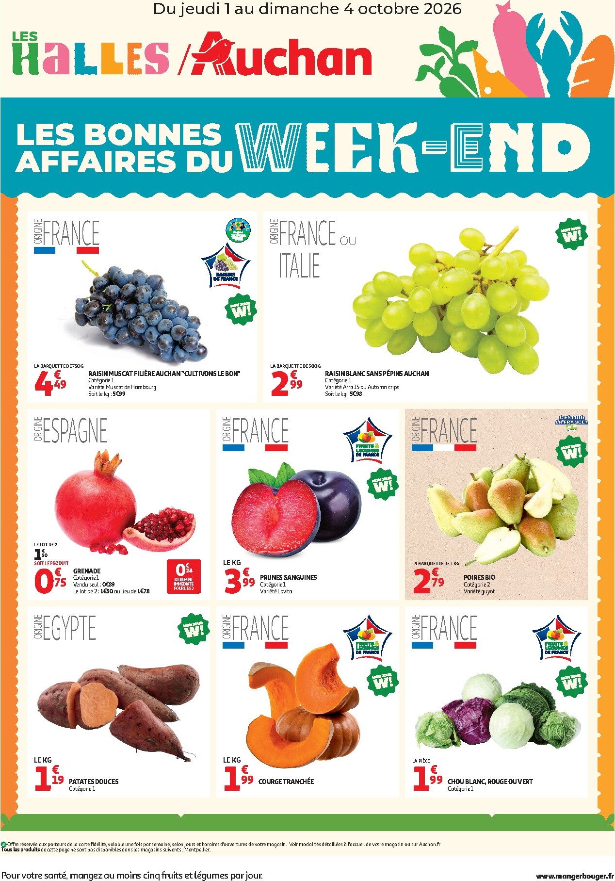 Current Auchan - Les bons plans du week end dans votre hyper leaflet valid from de jeudi 01/10/2026 to du dimanche 04/10/2026