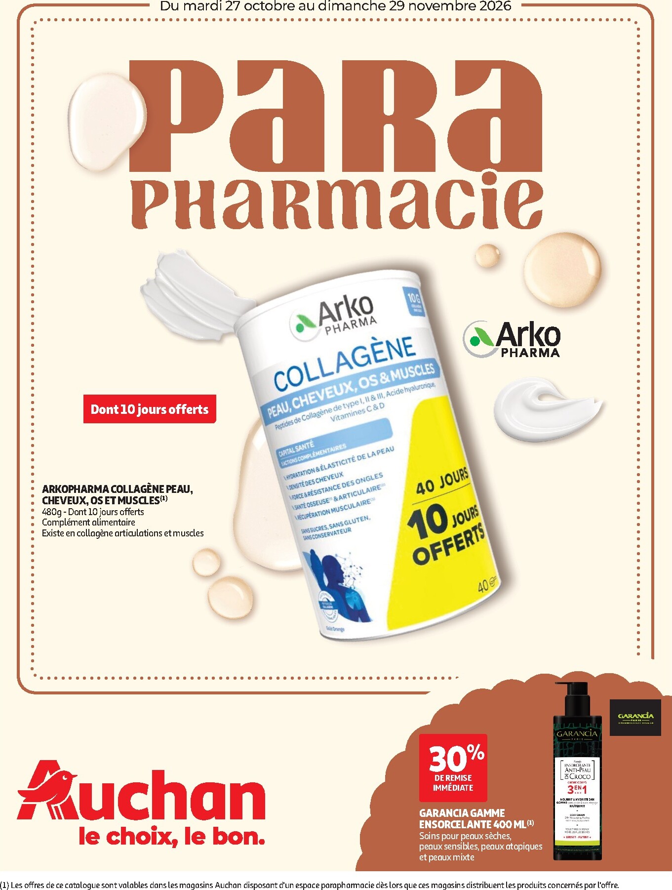 Flyer Auchan - Parapharmacie, beauté pour la semaine prochaine du du mardi 27/10/2026 au du dimanche 29/11/2026