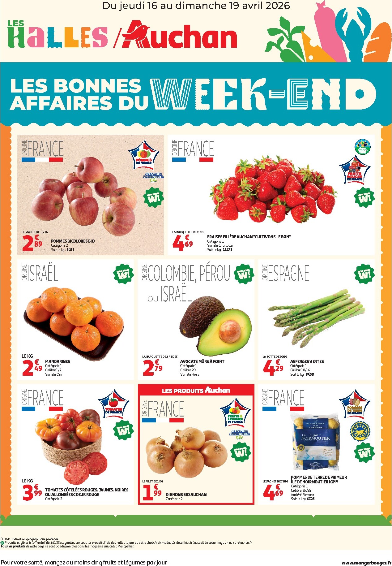 Current Auchan - Les bons plans du week-end leaflet valid from de jeudi 16/04/2026 to du dimanche 19/04/2026