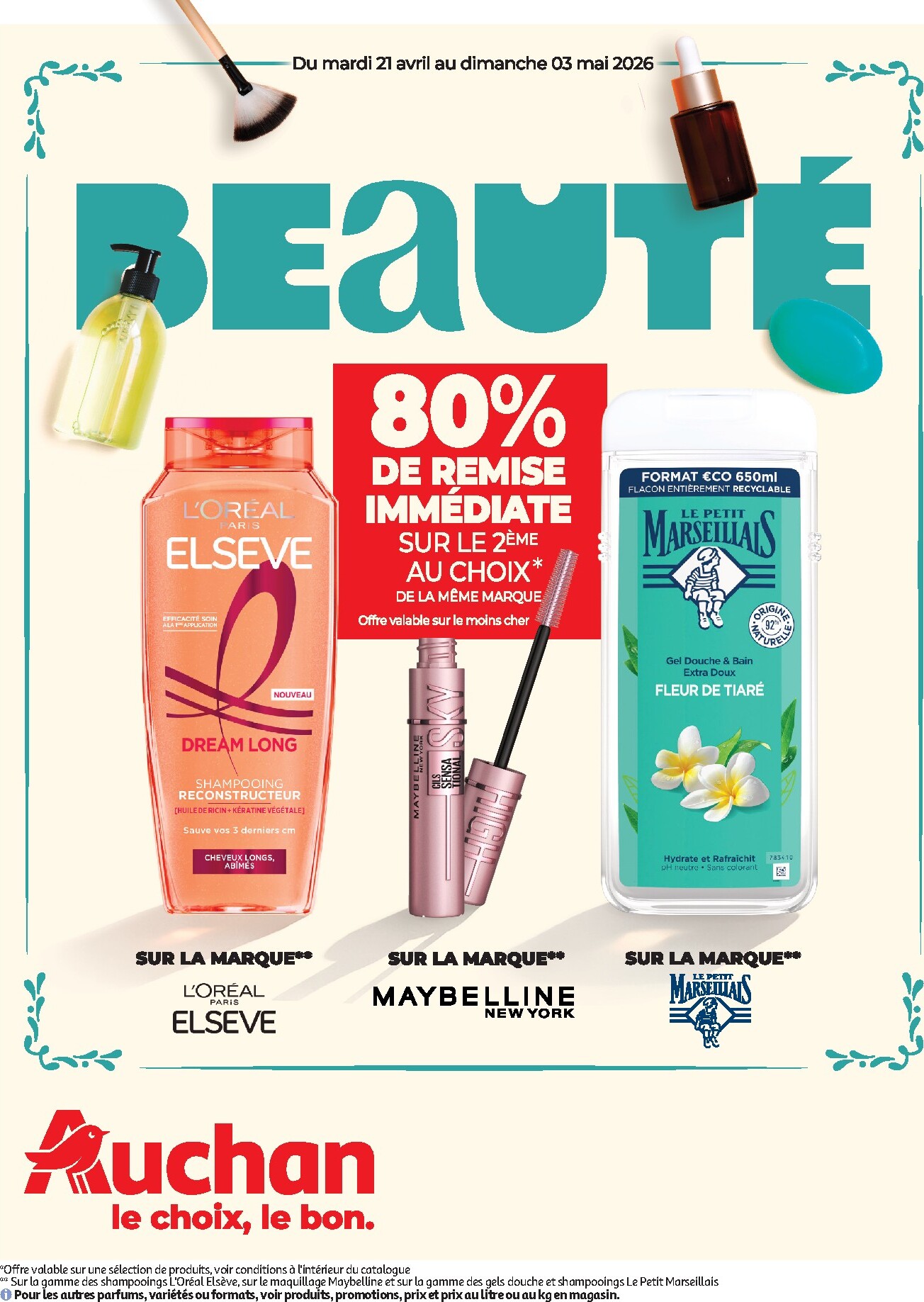 Flyer Auchan - Beauté pour la semaine prochaine du du mardi 21/04/2026 au du dimanche 03/05/2026