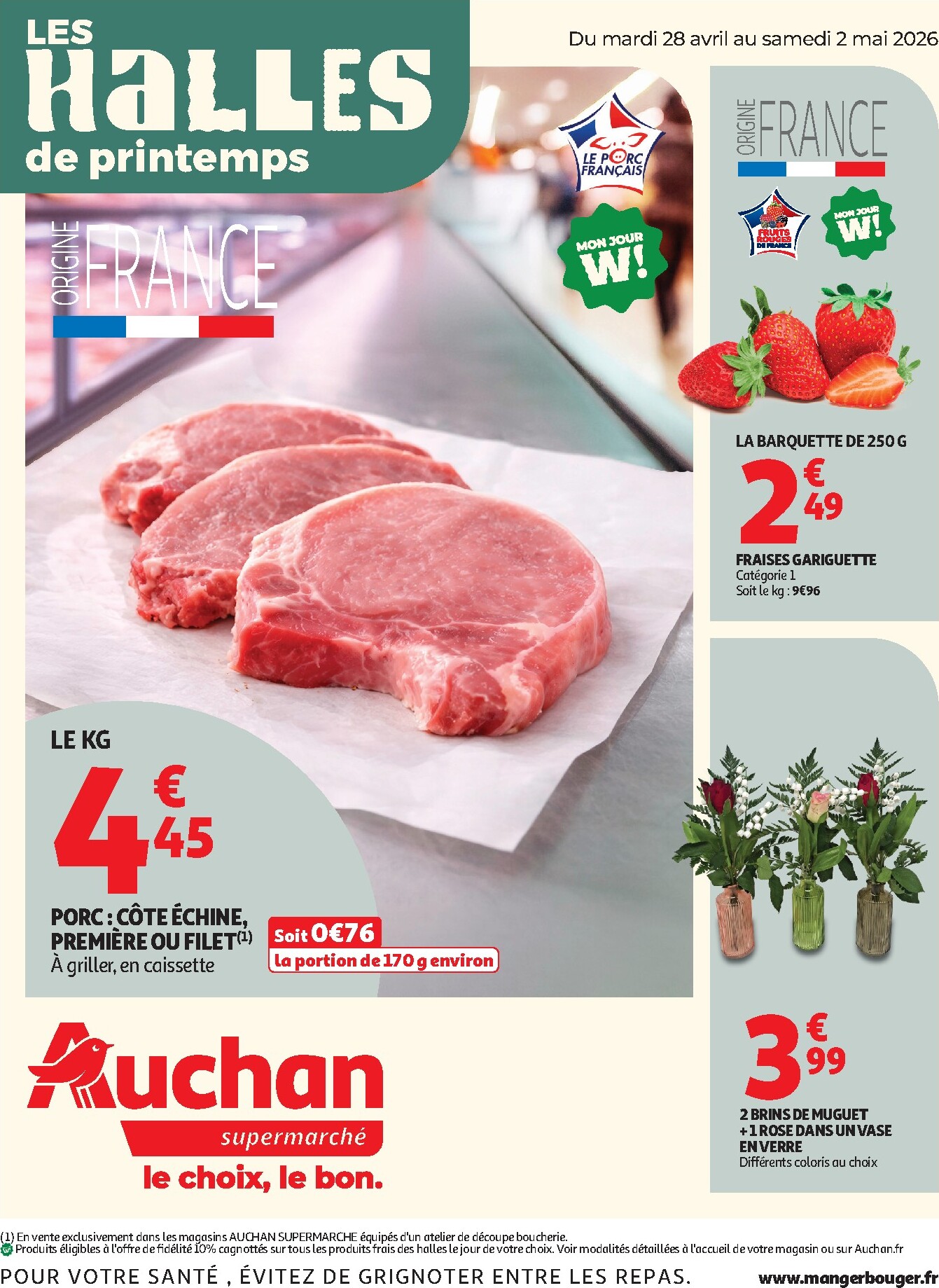 Flyer Auchan Supermarché - 25 jours pour la semaine prochaine du du mardi 28/04/2026 au du samedi 02/05/2026