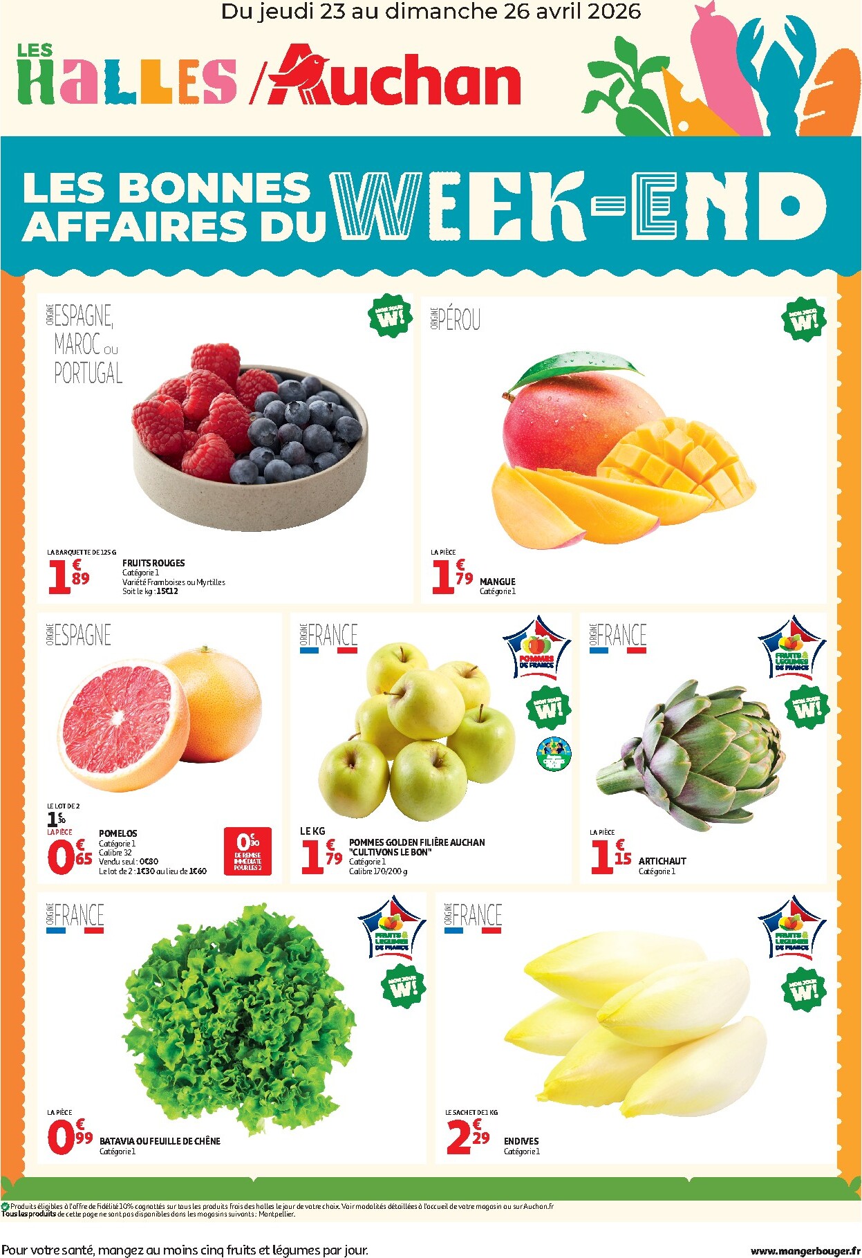 Current Auchan - Les bons plans du week-end leaflet valid from de jeudi 23/04/2026 to du dimanche 26/04/2026