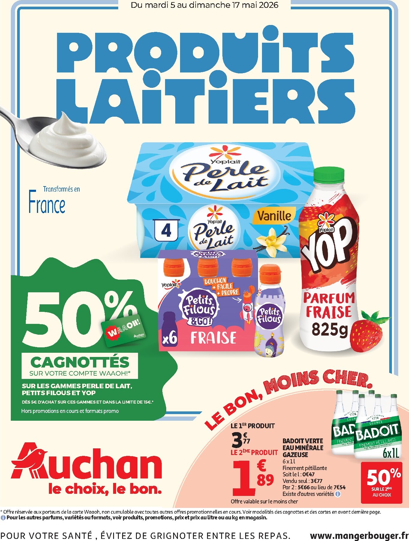 Flyer Auchan - Produits laitiers pour la semaine prochaine du du mardi 05/05/2026 au du dimanche 17/05/2026
