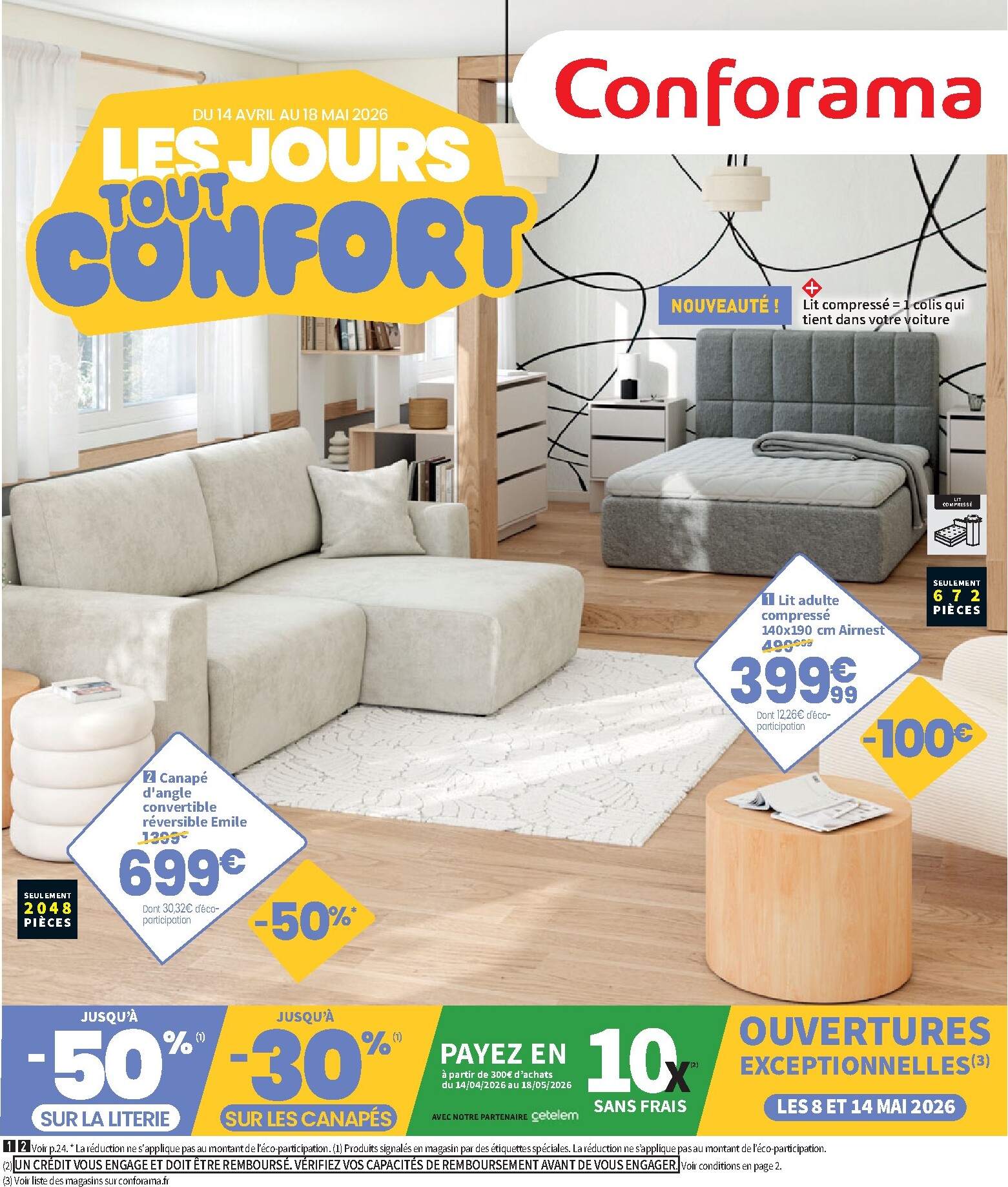 Current Conforama leaflet valid from du mardi 14/04/2026 to du lundi 18/05/2026