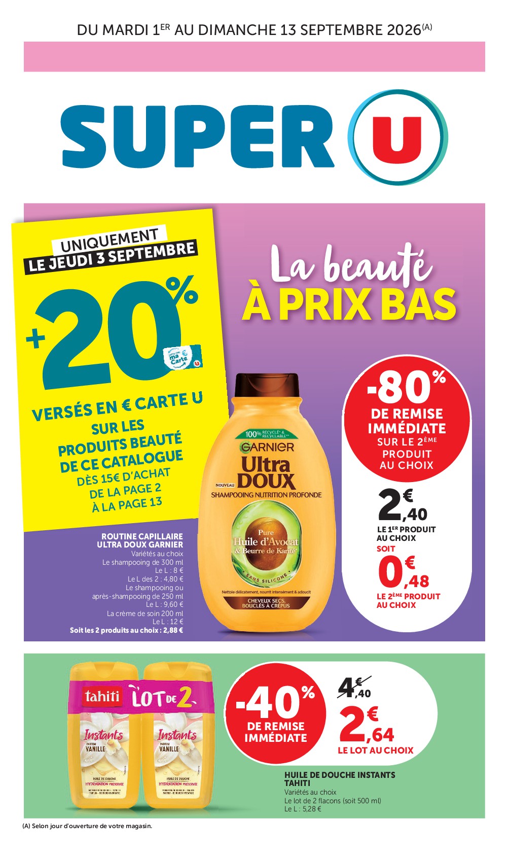 Prospectus Super U valide du du mardi 01/09/2026 au du dimanche 13/09/2026