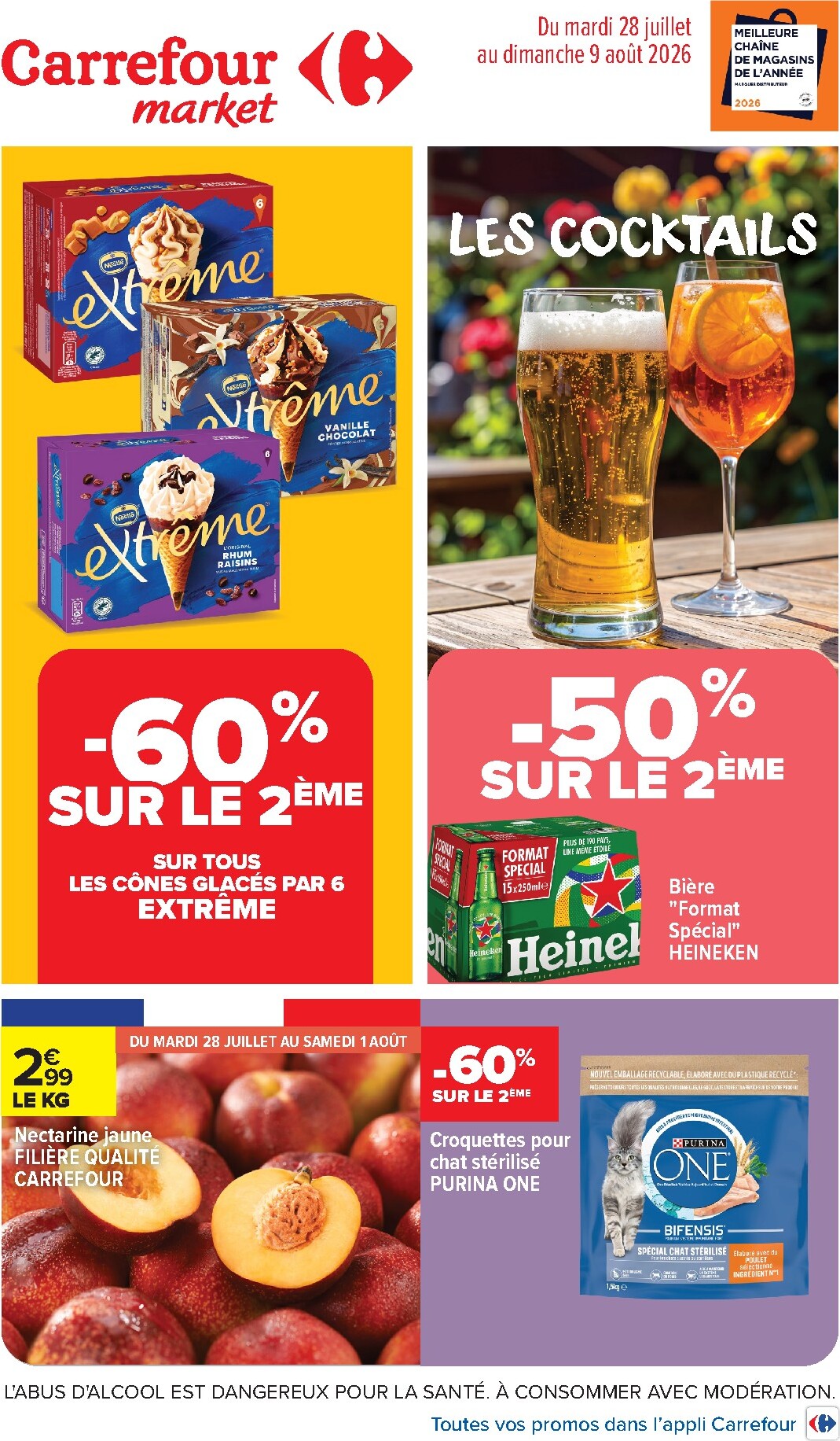 Current Carrefour Market leaflet valid from du mardi 28/07/2026 to du dimanche 09/08/2026