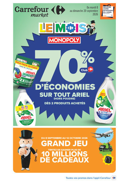Flyer Carrefour Market pour la semaine prochaine du du mardi 08/09/2026 au du dimanche 20/09/2026