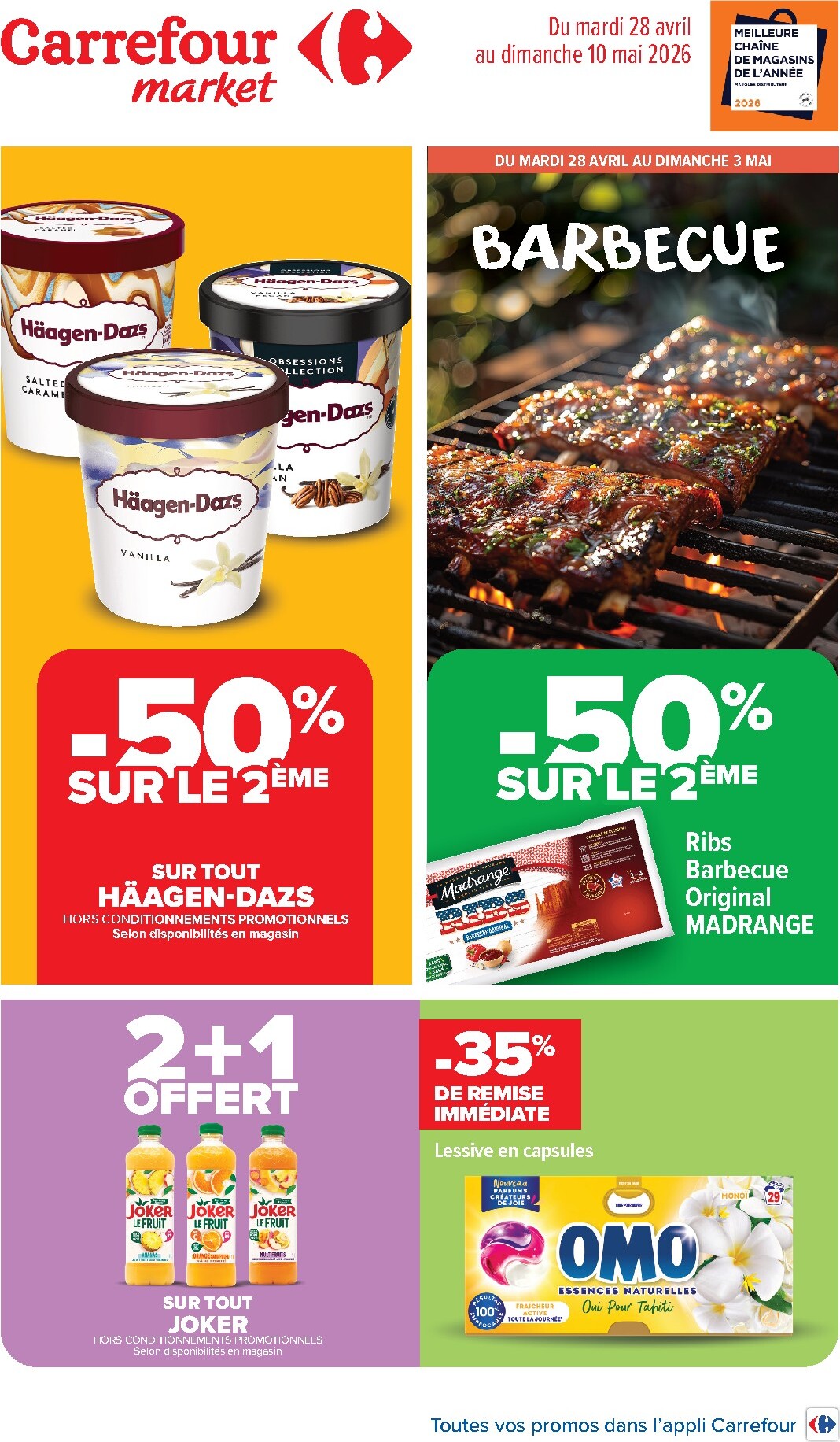 Flyer Carrefour Market pour la semaine prochaine du du mardi 28/04/2026 au du dimanche 10/05/2026