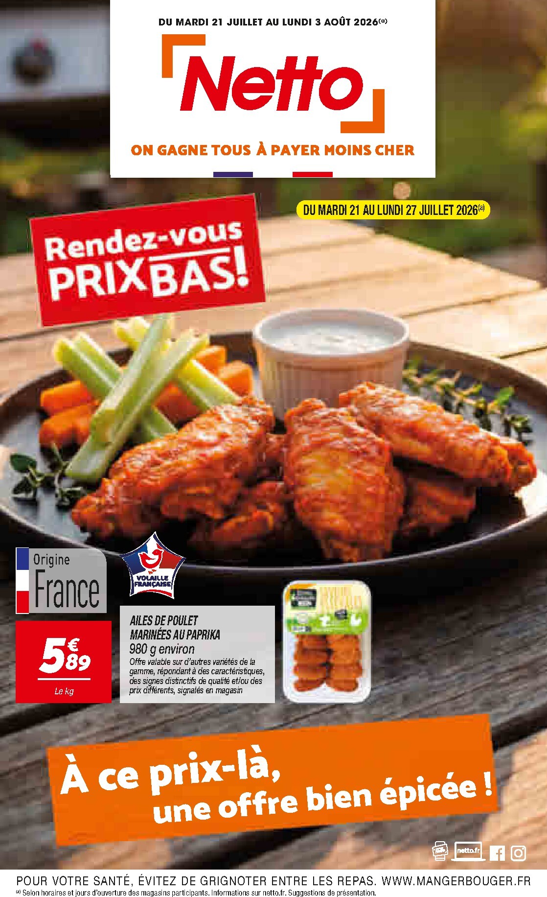 Flyer Netto pour la semaine prochaine du du mardi 21/07/2026 au du lundi 03/08/2026