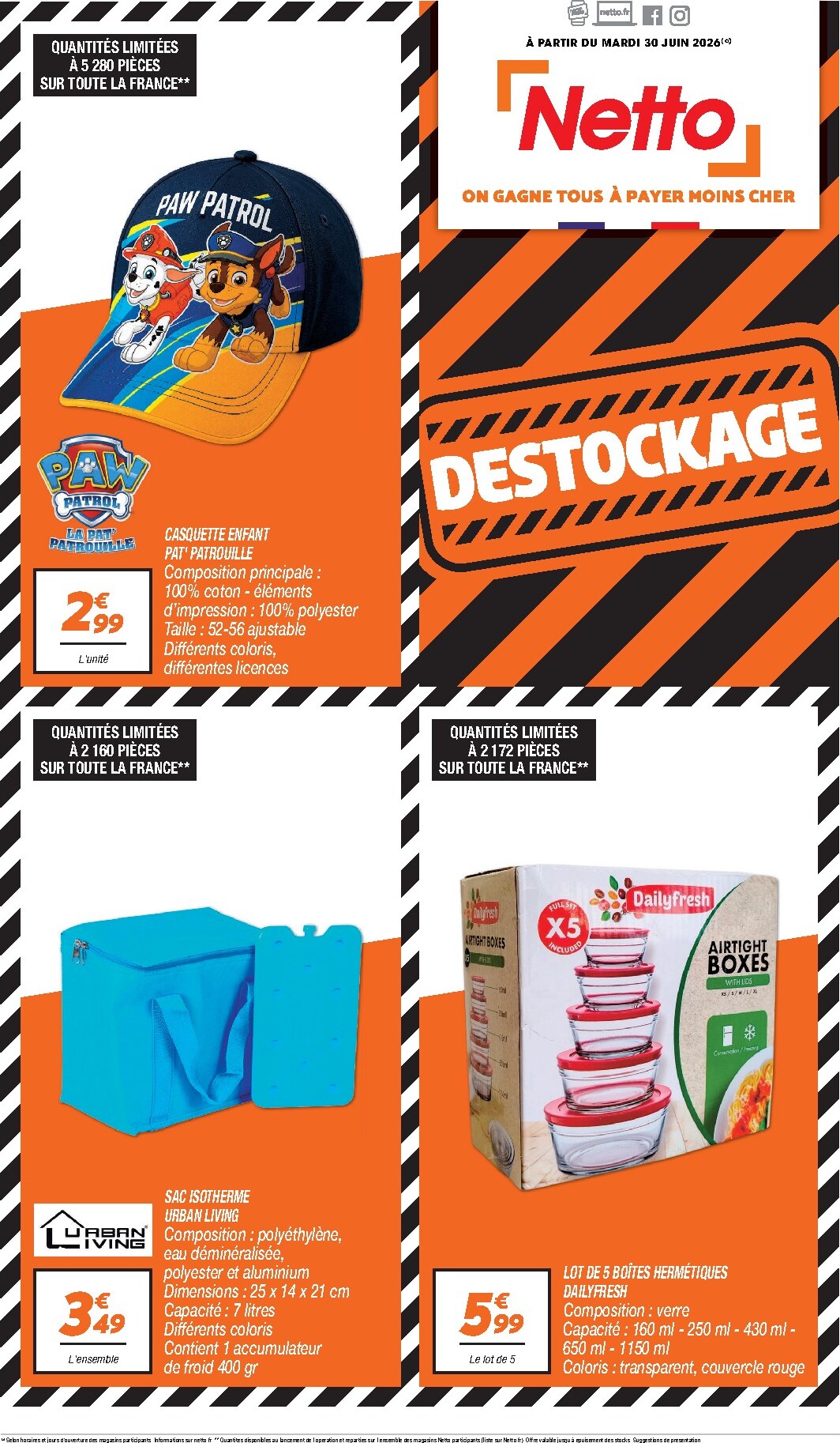 Current Netto - DESTOCKAGE JUILLET leaflet valid from du mardi 30/06/2026 to du vendredi 31/07/2026