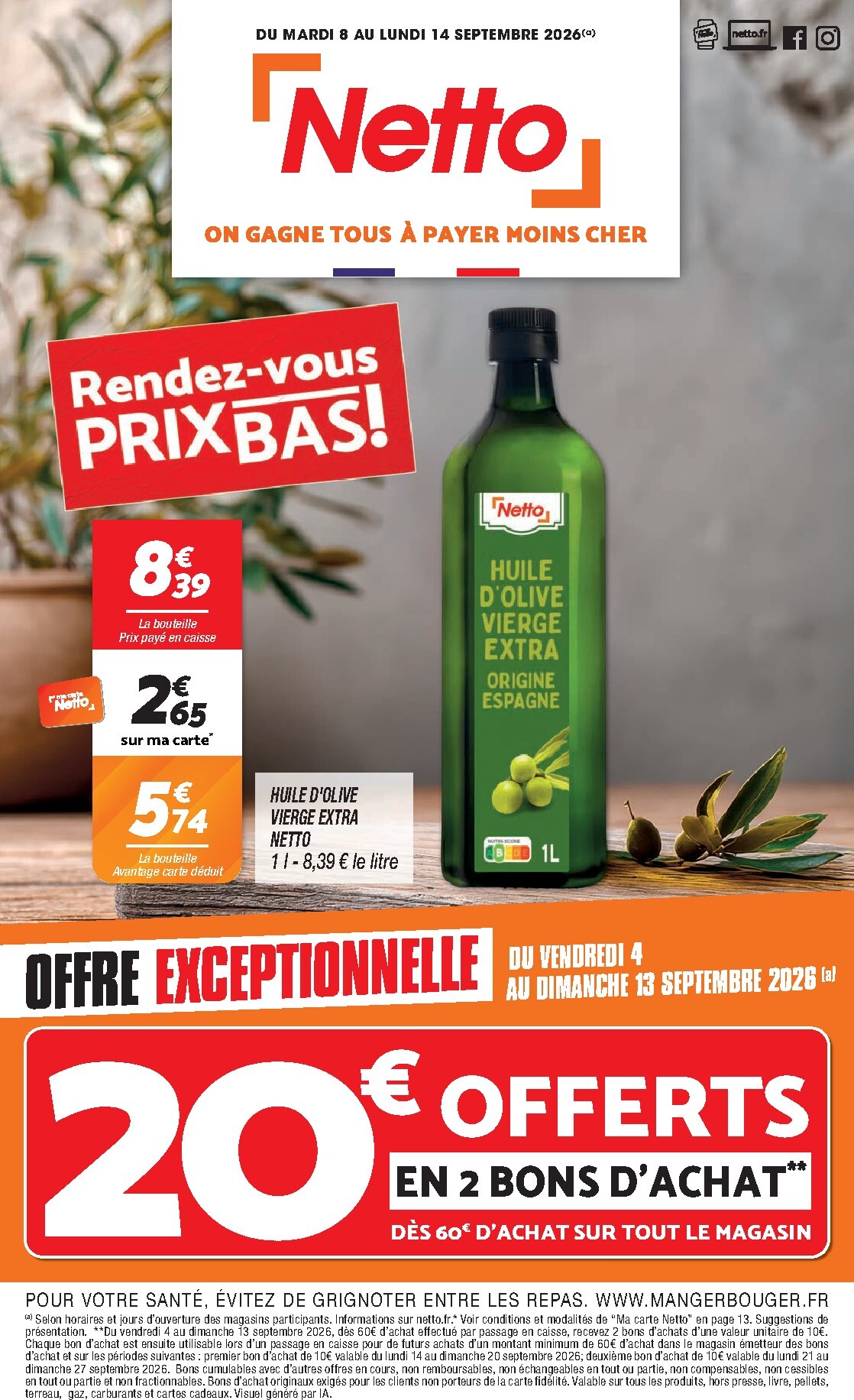 Flyer Netto - Rendez-vous Prix Bas pour la semaine prochaine du du mardi 08/09/2026 au du lundi 14/09/2026