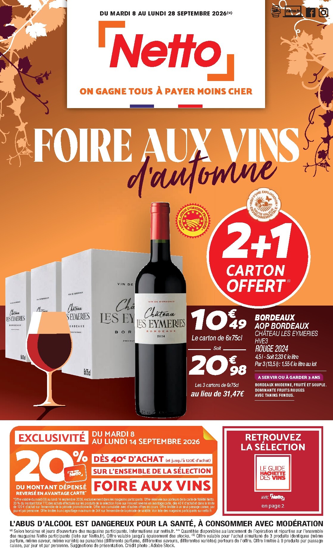 Flyer Netto - Foire aux Vins pour la semaine prochaine du du mardi 08/09/2026 au du lundi 28/09/2026