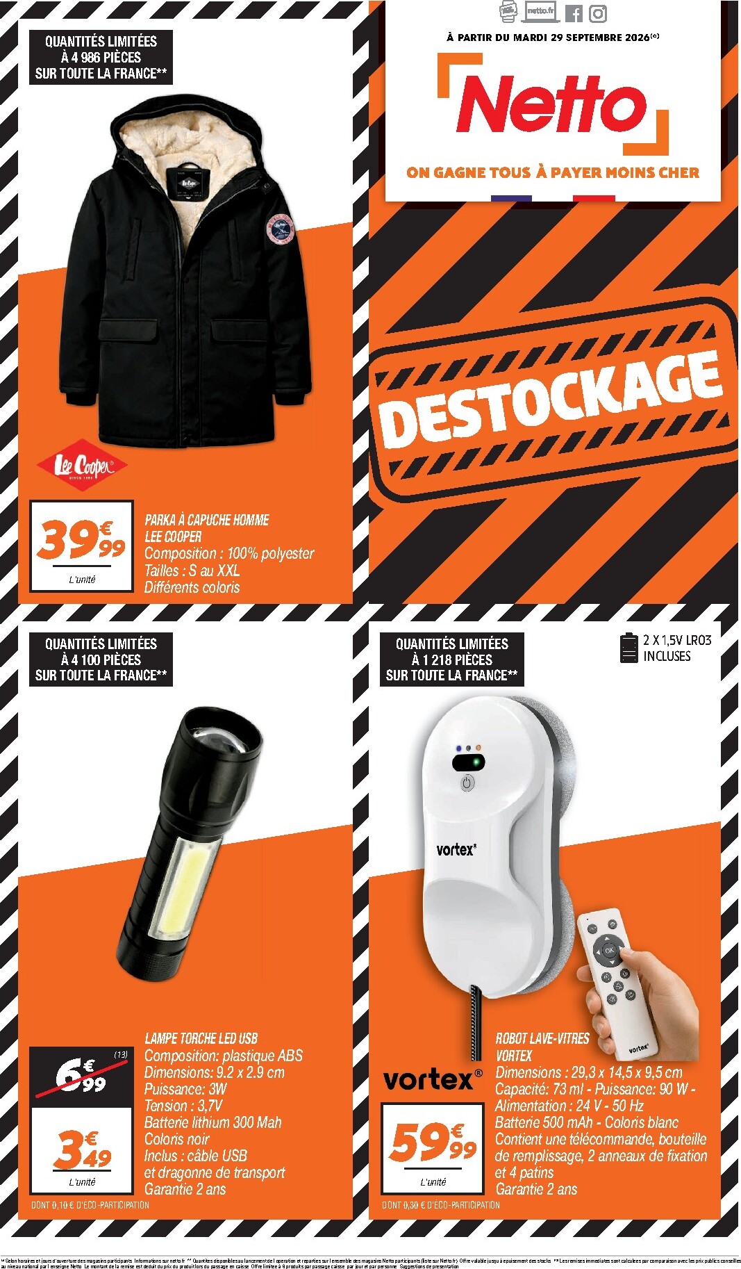 Current Netto - Destockage Octobre leaflet valid from du mardi 29/09/2026 to du samedi 31/10/2026