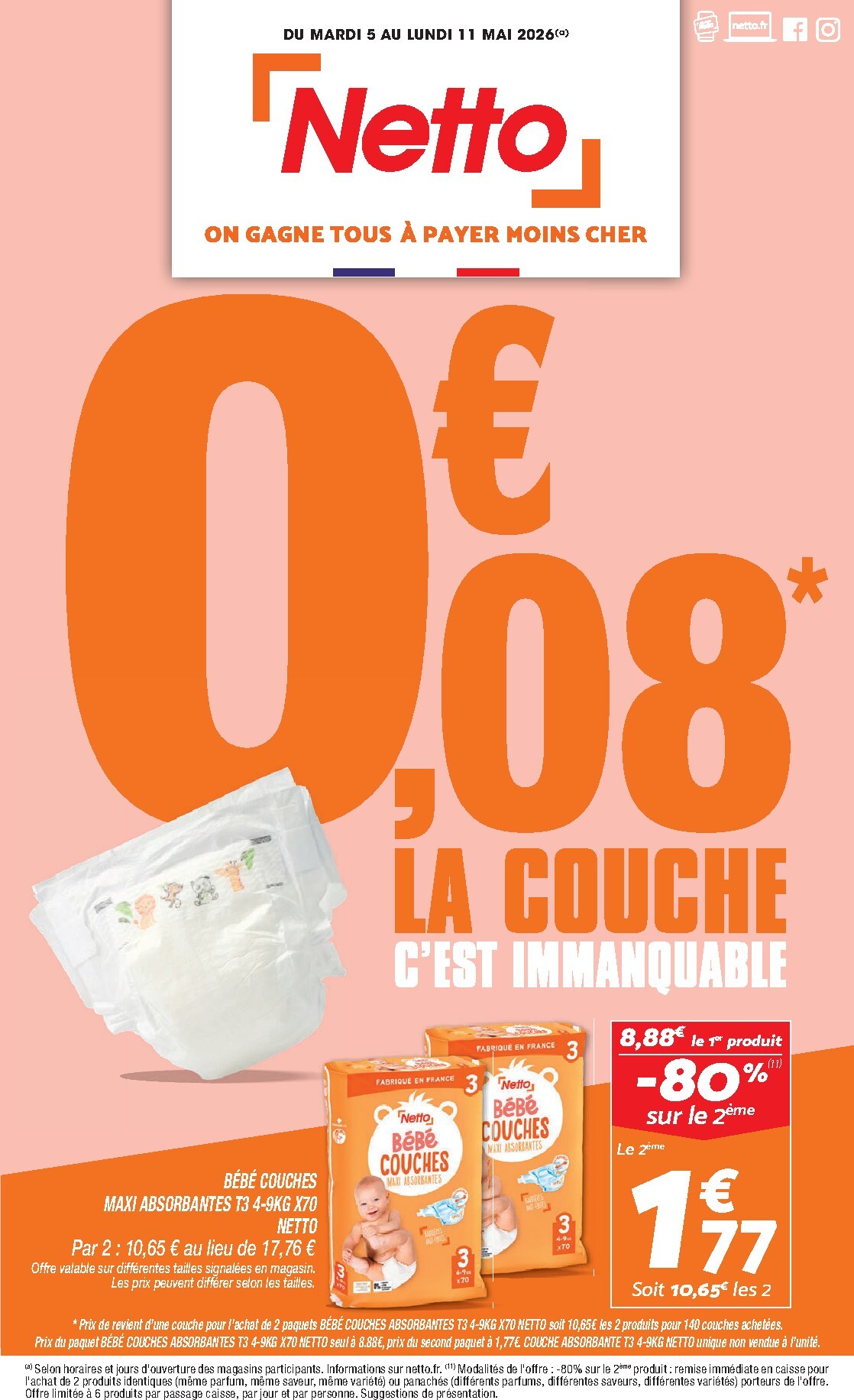 Flyer Netto pour la semaine prochaine du du mardi 05/05/2026 au du lundi 11/05/2026
