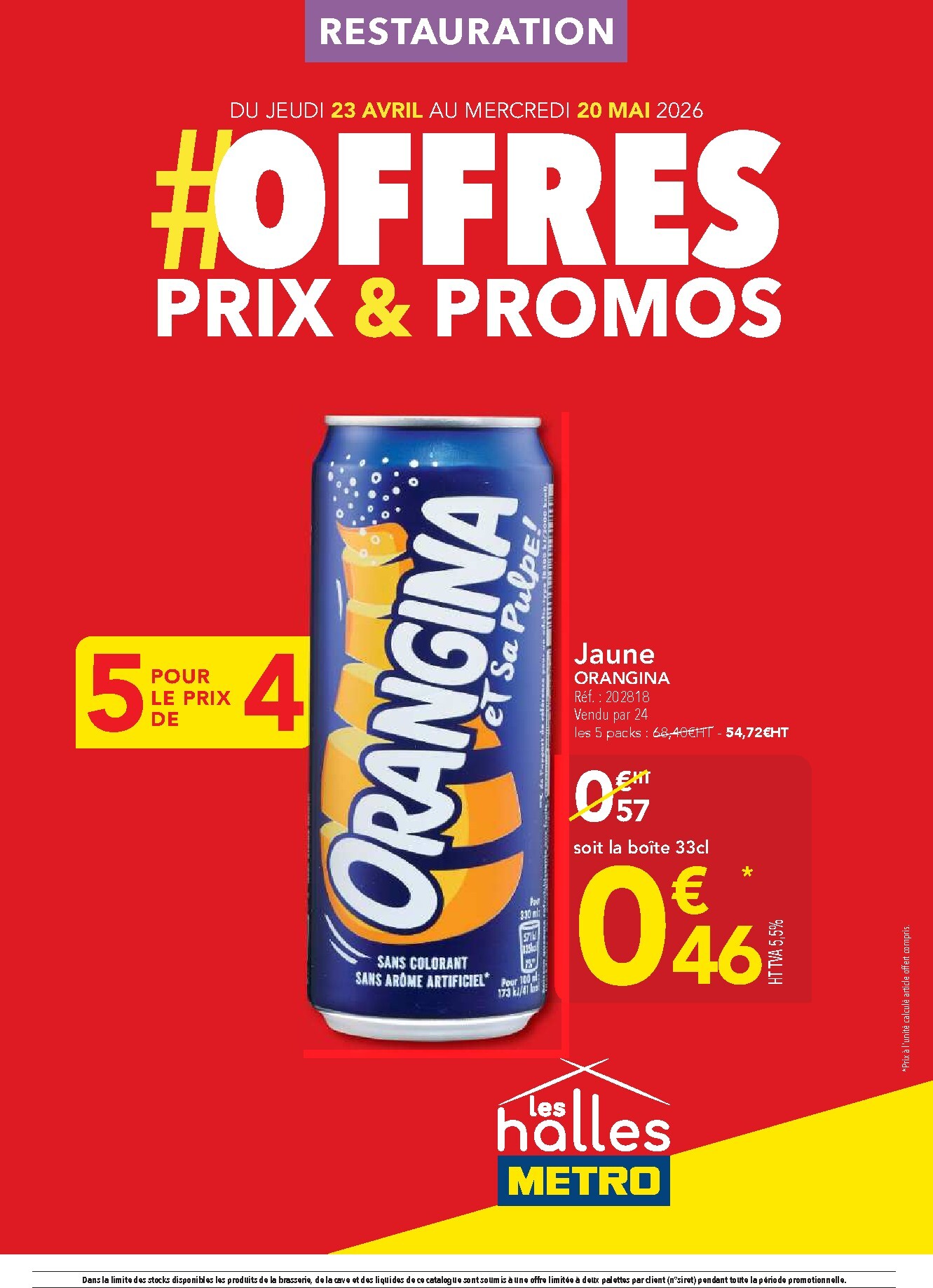 Current Metro - Offres Prix & Promos Restauration leaflet valid from de jeudi 23/04/2026 to du mercredi 20/05/2026