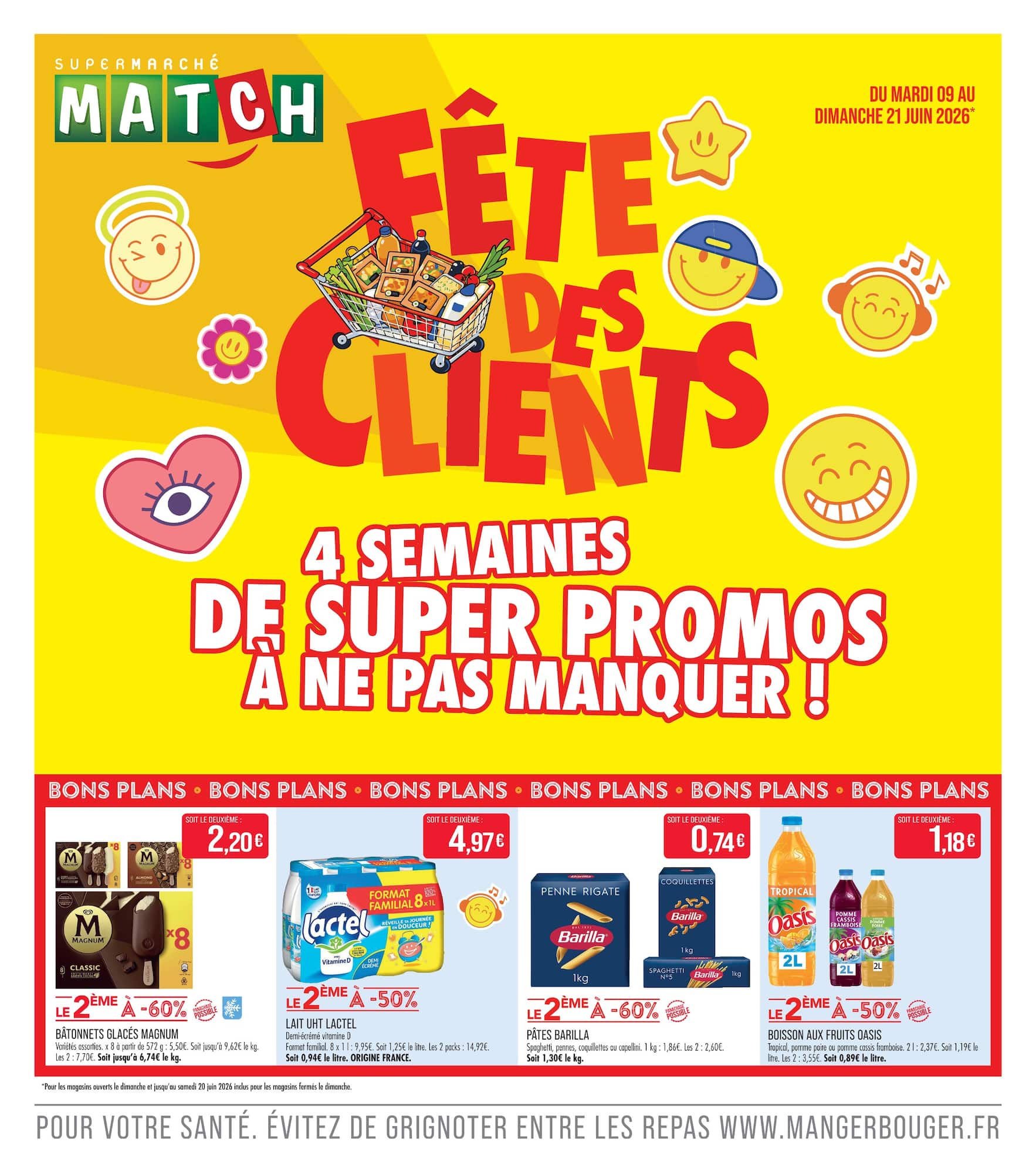 Flyer Match pour la semaine prochaine du du mardi 09/06/2026 au du dimanche 21/06/2026
