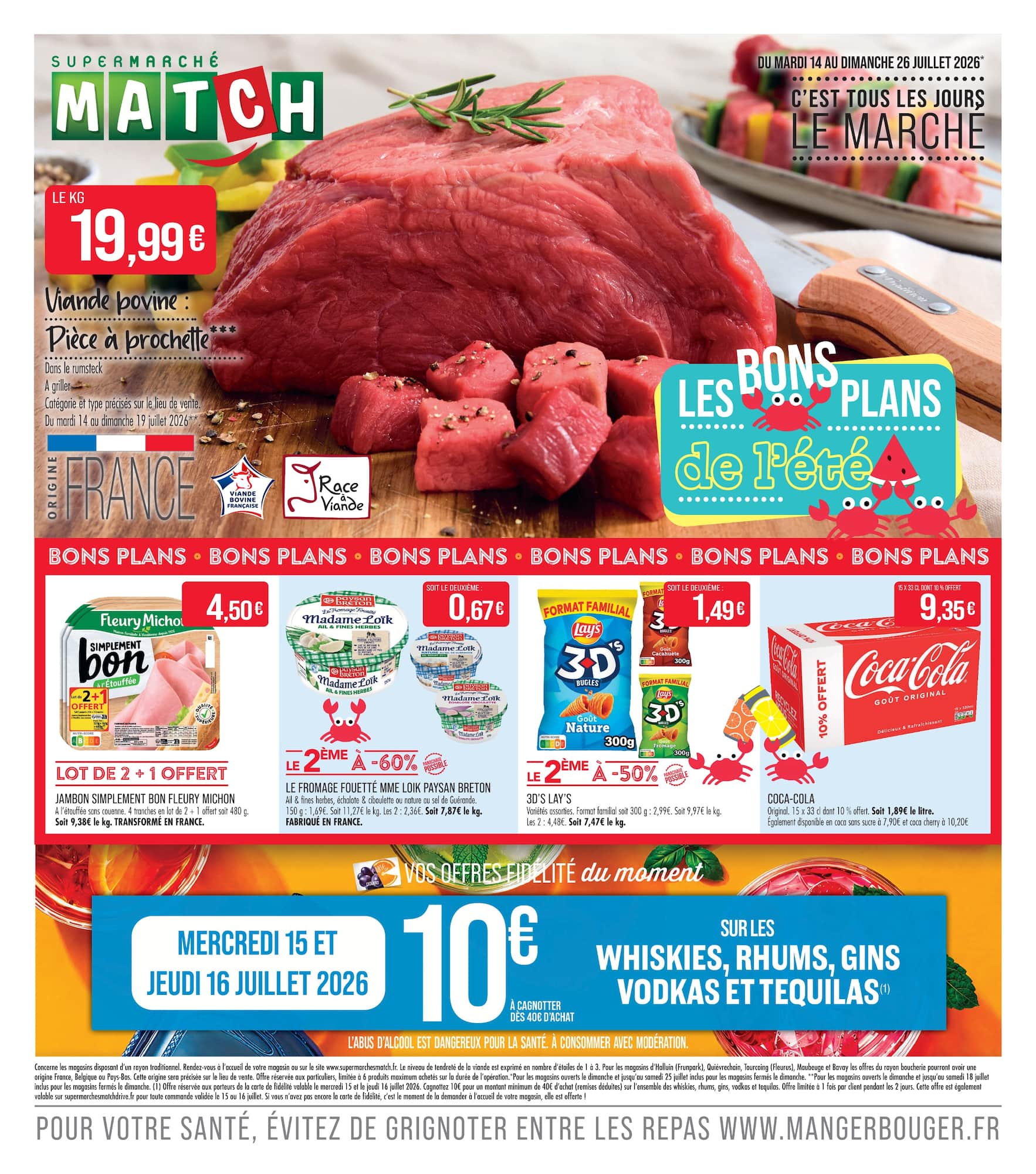 Flyer Match pour la semaine prochaine du du mardi 14/07/2026 au du dimanche 26/07/2026