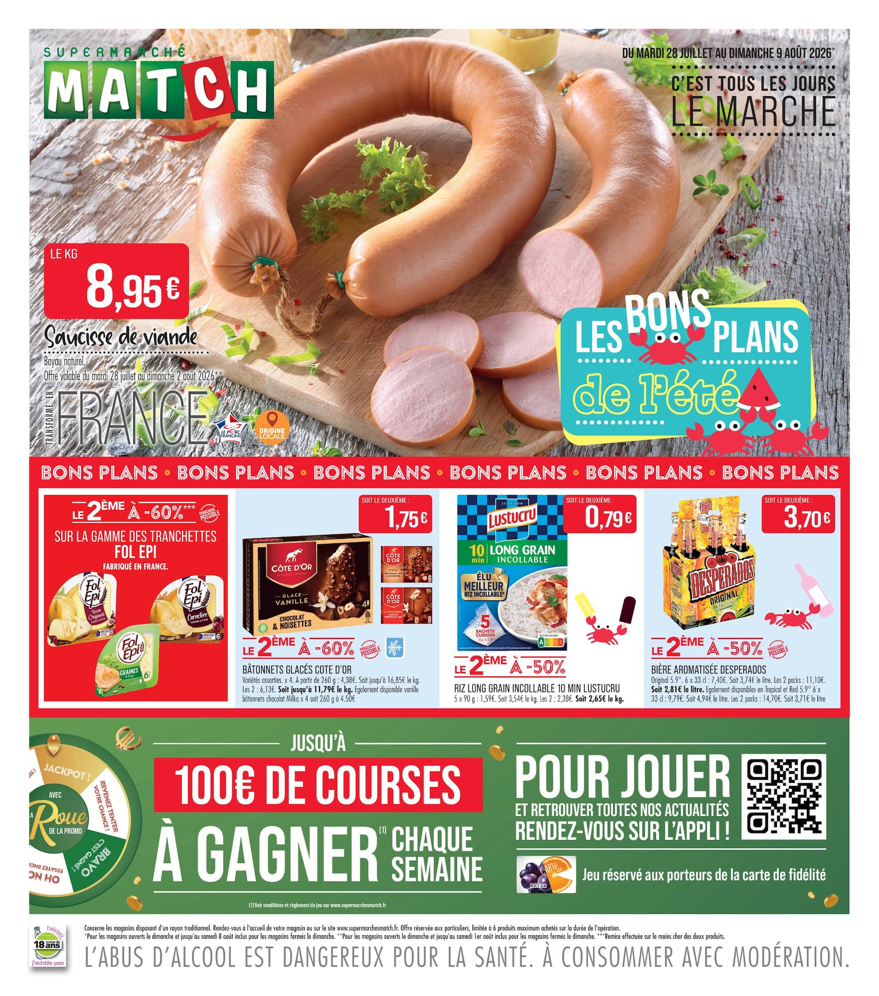 Flyer Match pour la semaine prochaine du du mardi 28/07/2026 au du dimanche 09/08/2026