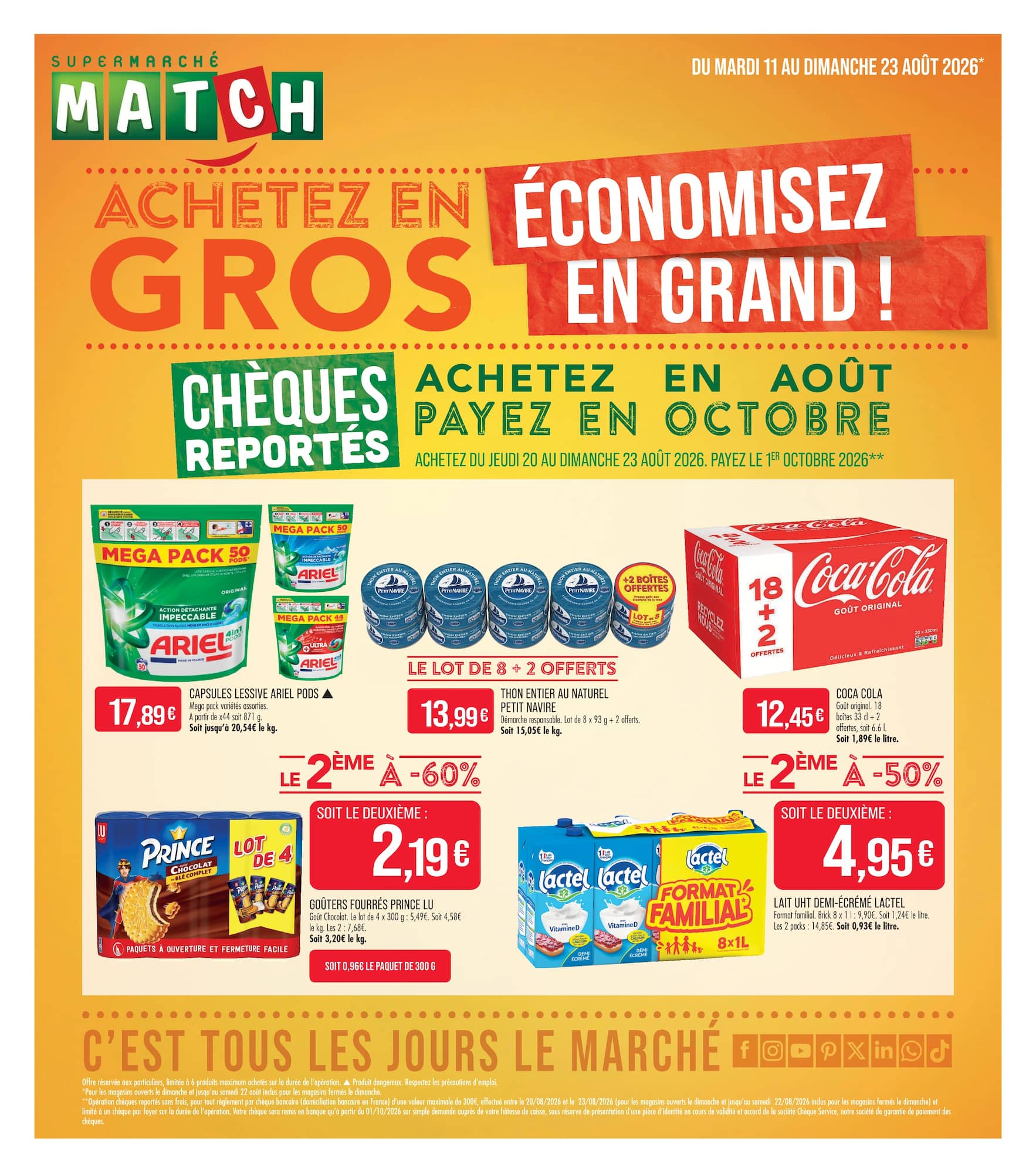 Flyer Match pour la semaine prochaine du du mardi 11/08/2026 au du dimanche 23/08/2026