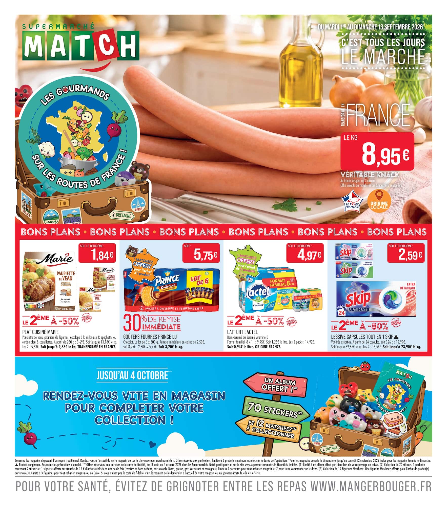 Flyer Match pour la semaine prochaine du du mardi 01/09/2026 au du dimanche 13/09/2026