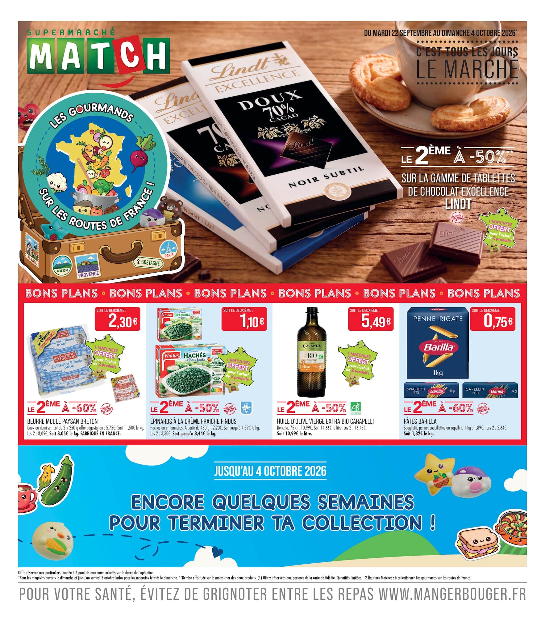 Flyer Match pour la semaine prochaine du du mardi 22/09/2026 au du dimanche 04/10/2026