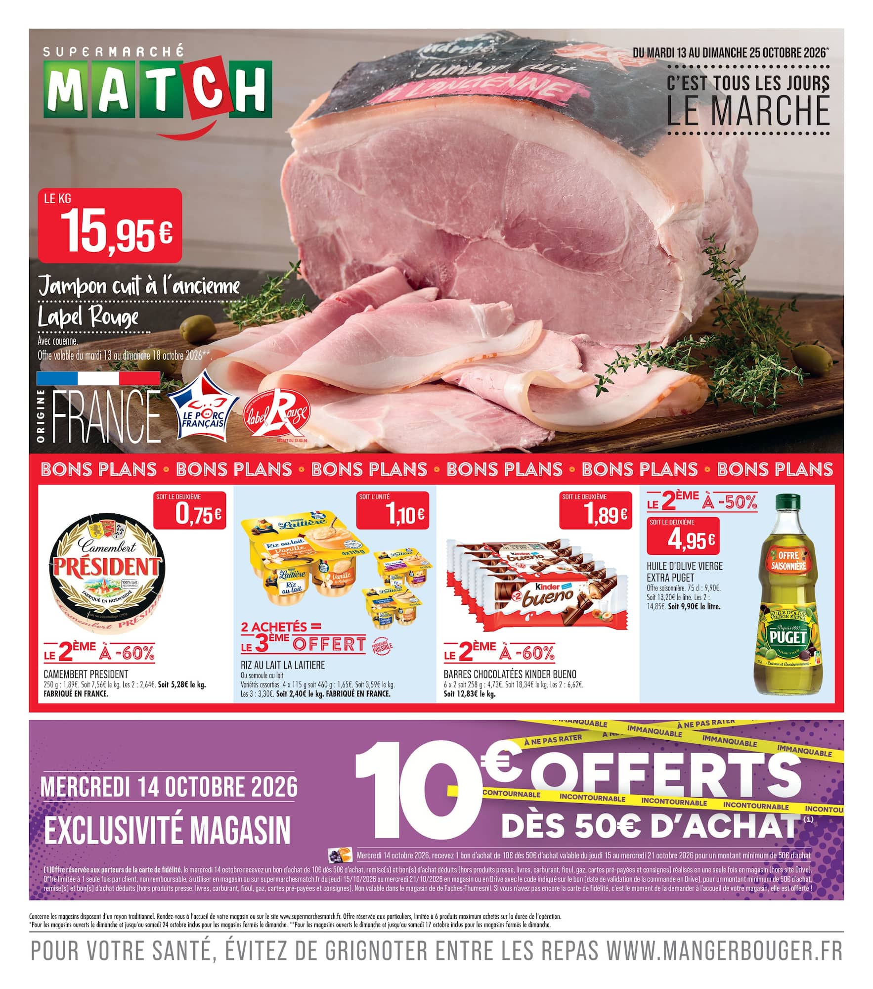 Flyer Match pour la semaine prochaine du du mardi 13/10/2026 au du dimanche 25/10/2026