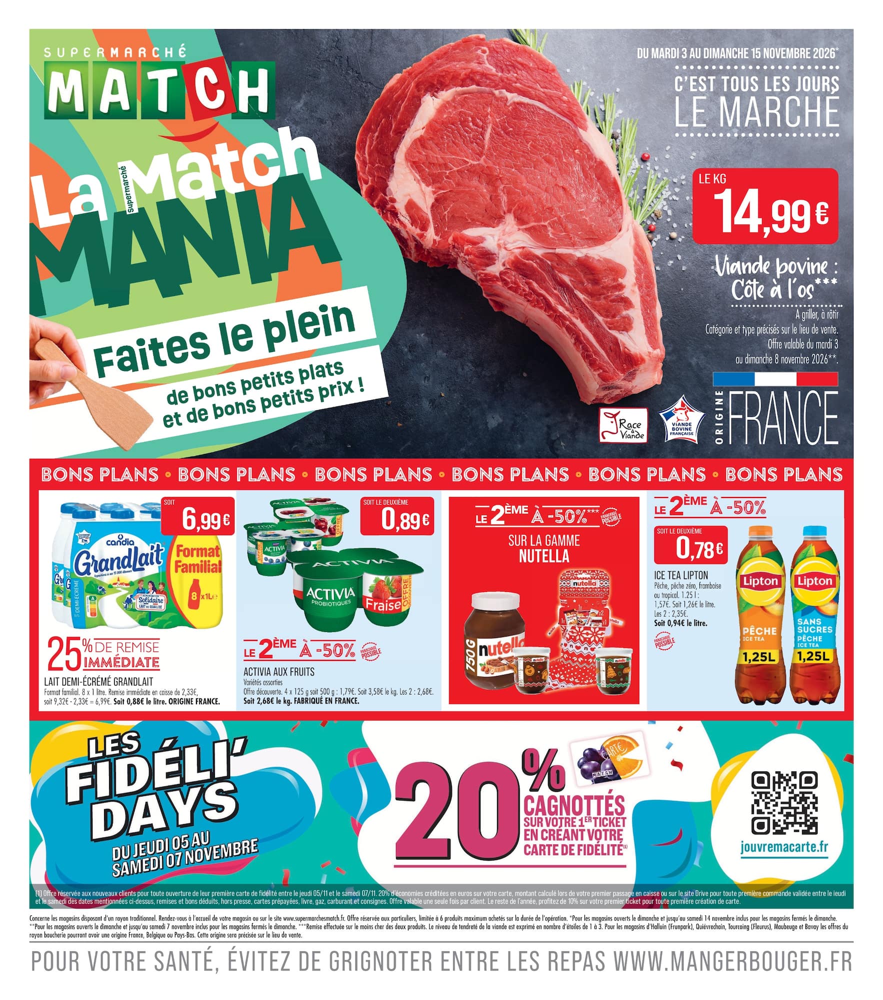 Flyer Match pour la semaine prochaine du du mardi 03/11/2026 au du dimanche 15/11/2026