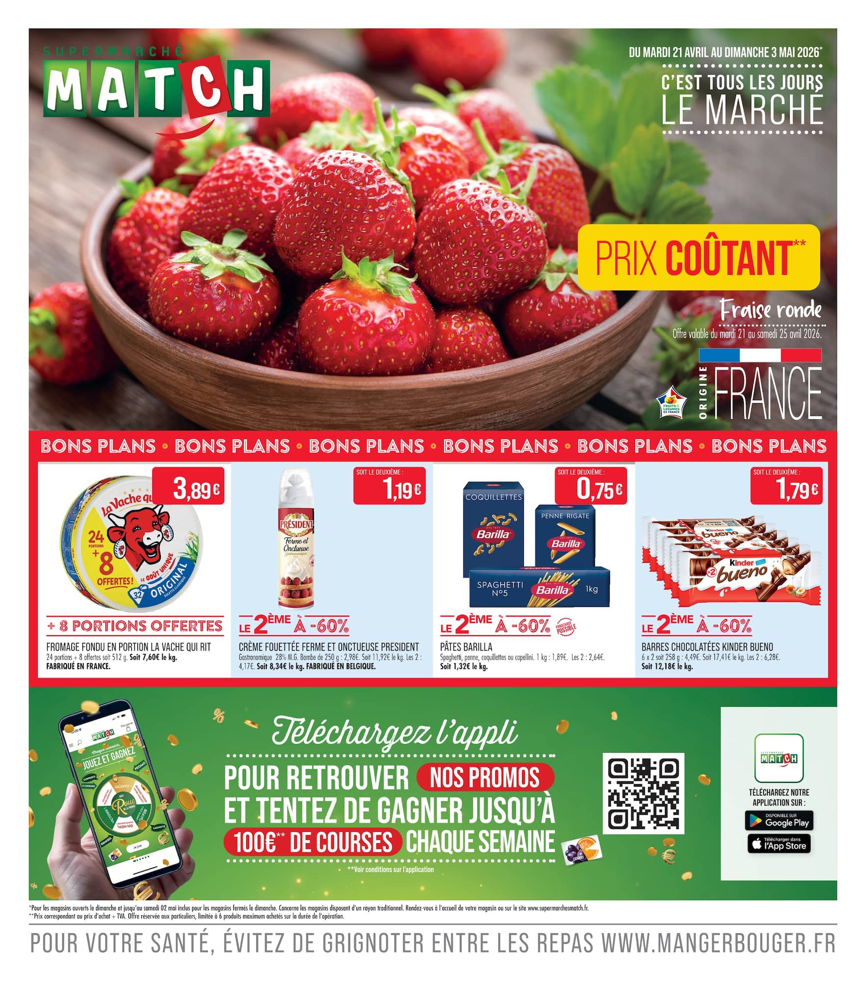 Flyer Match pour la semaine prochaine du du mardi 21/04/2026 au du dimanche 03/05/2026