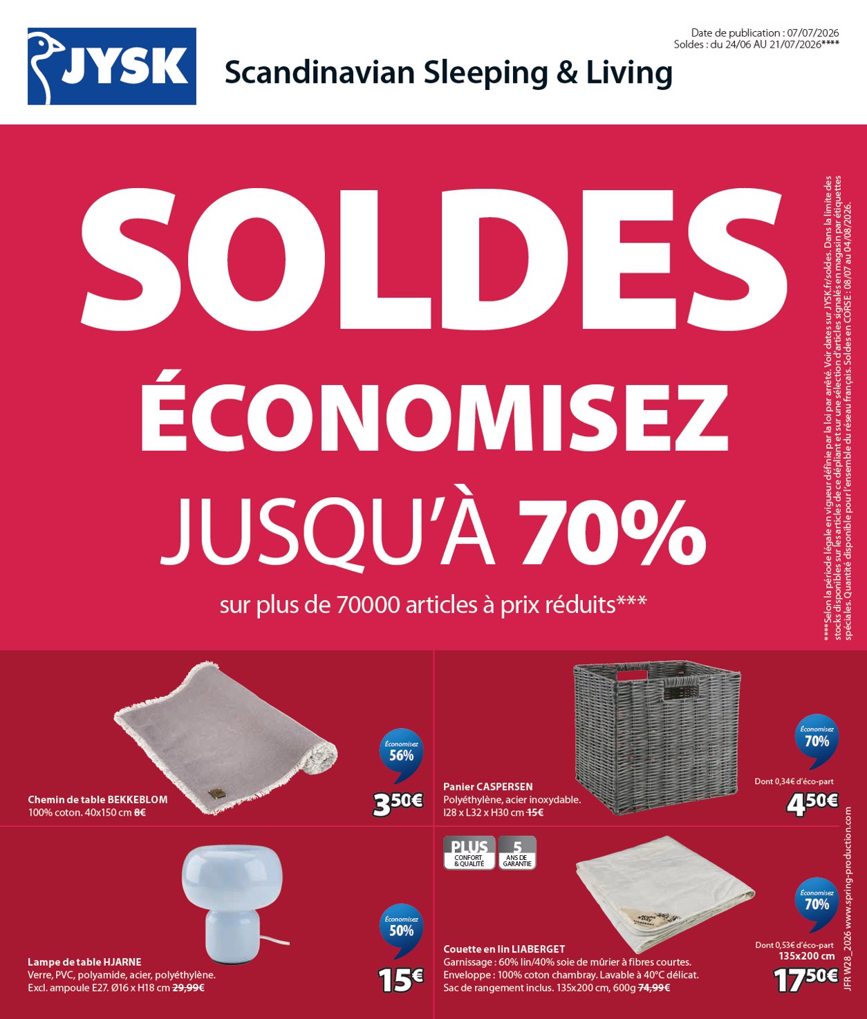 Current JYSK leaflet valid from du mardi 07/07/2026 to du mardi 21/07/2026