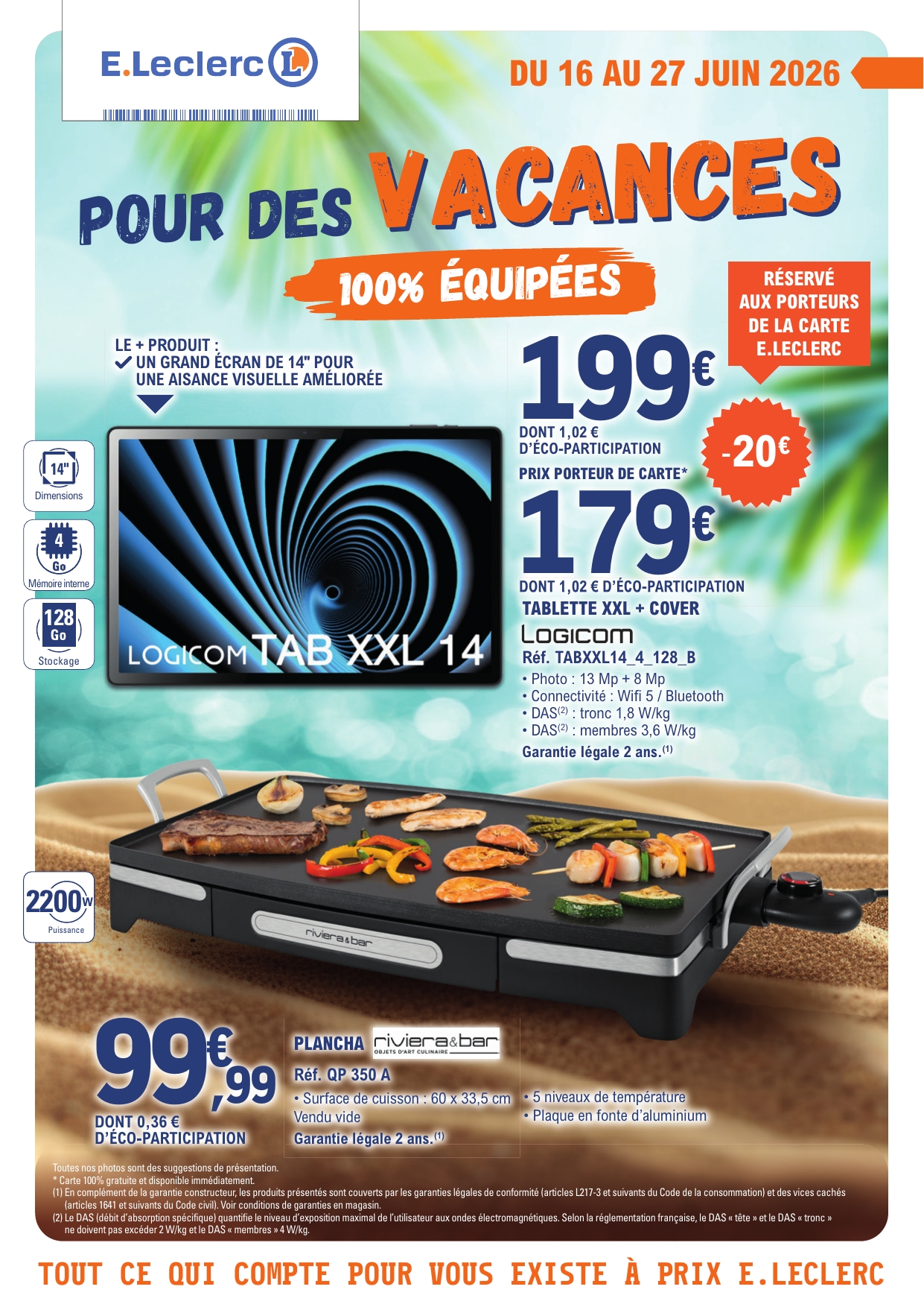 Flyer E.Leclerc - Pour des Vacances pour la semaine prochaine du du mardi 16/06/2026 au du samedi 27/06/2026