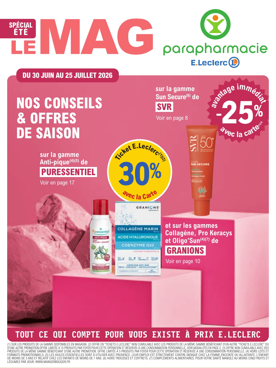 Flyer E.Leclerc - Parapharmacie pour la semaine prochaine du du mardi 30/06/2026 au du samedi 25/07/2026