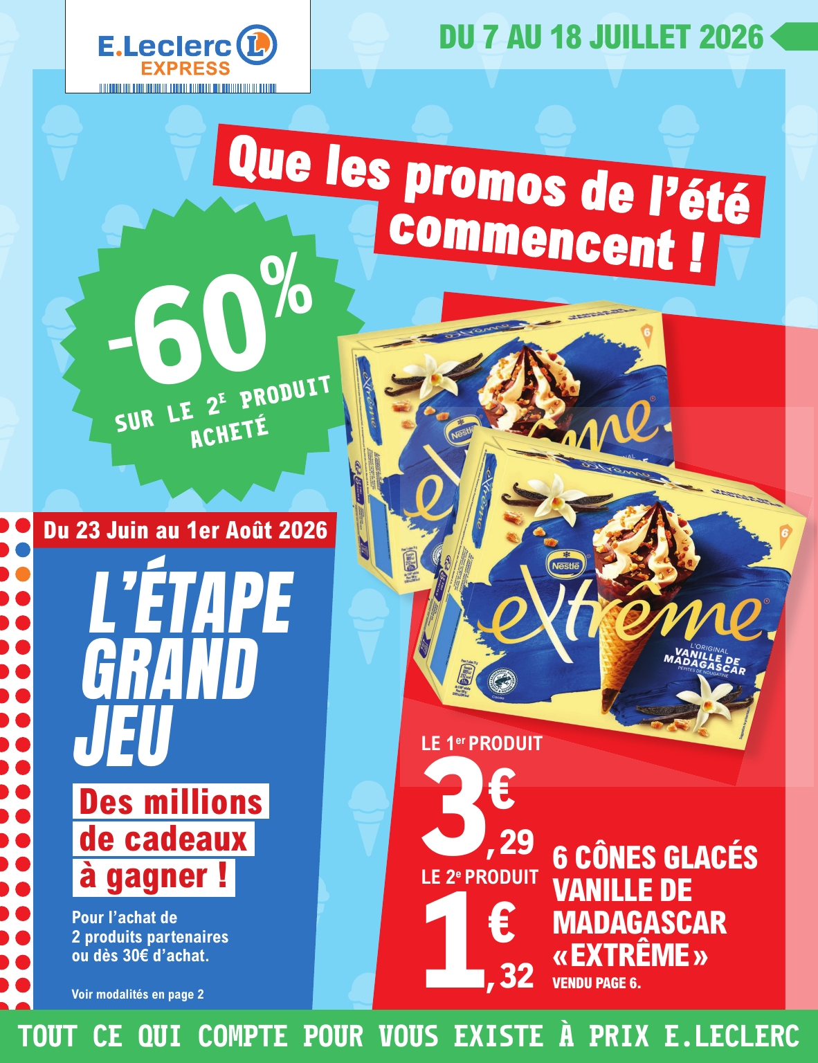 Flyer E.Leclerc - Express pour la semaine prochaine du du mardi 07/07/2026 au du samedi 18/07/2026